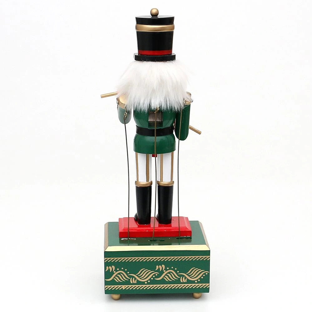 1 Wooden Nutcracker Music Box 30cm Clockwork Christmas Figurines Xmas Home Decor