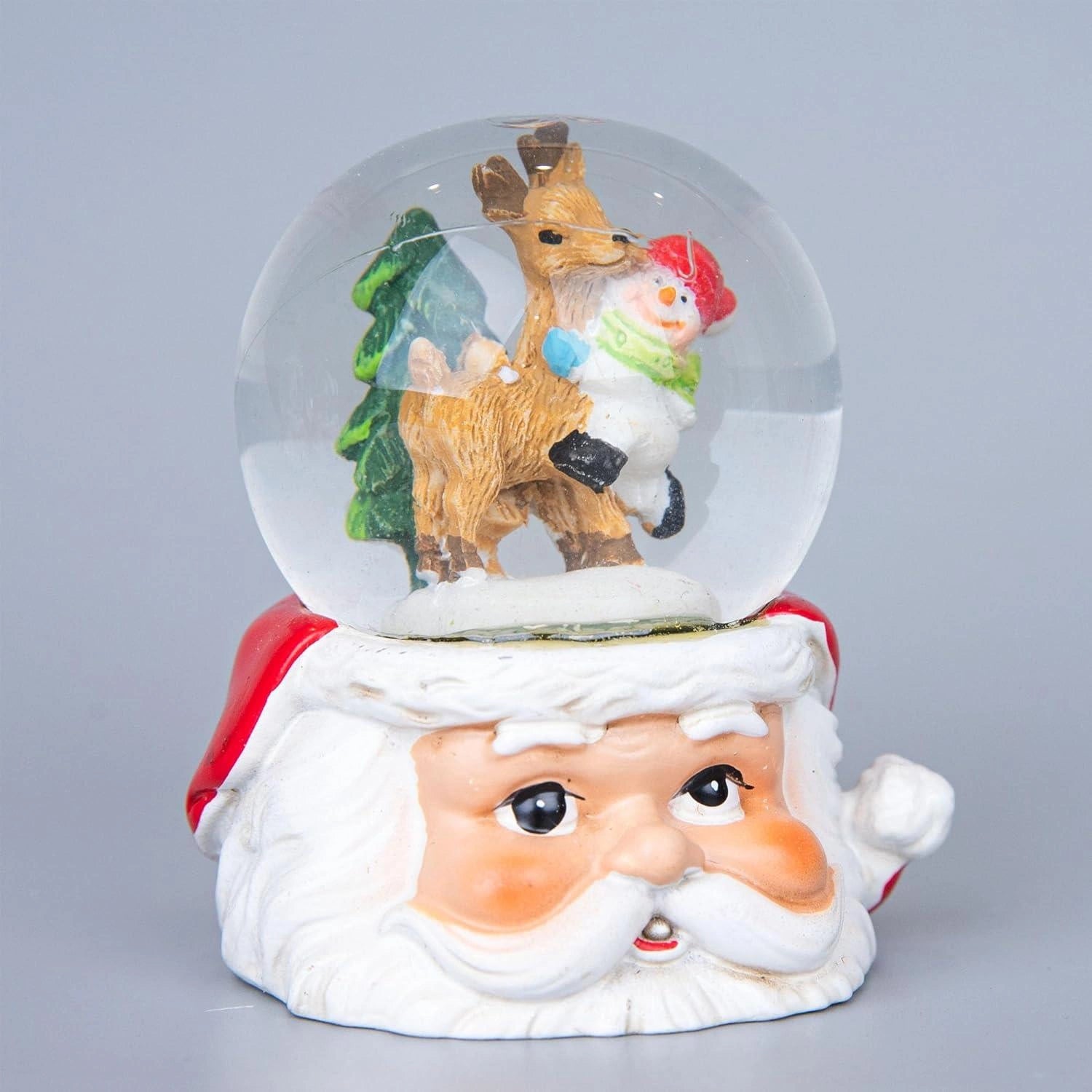 7cm Christmas Santa Snow Globe Snowman Reindeer Tabletop Window Xmas Home Decor