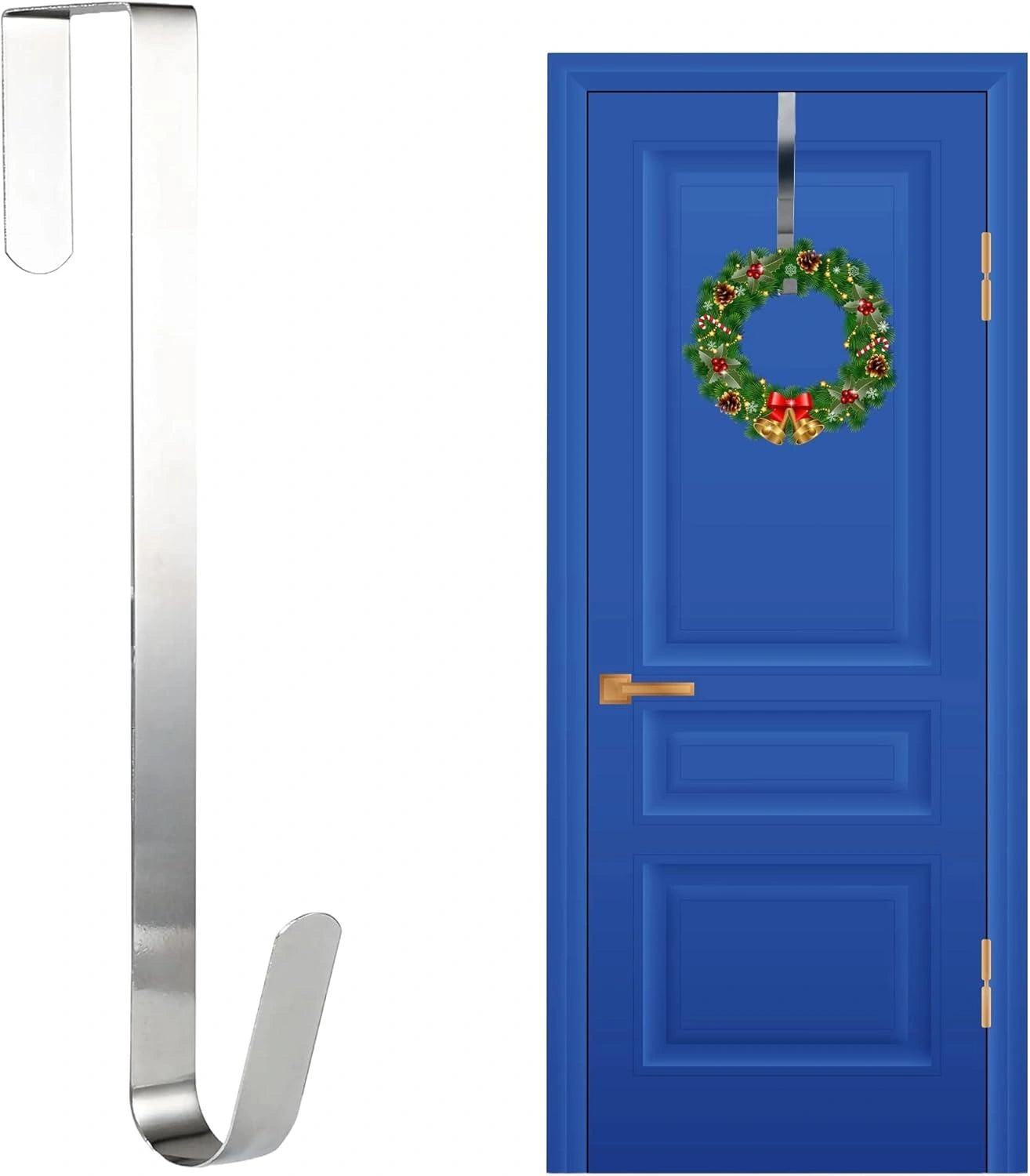 2X Christmas Wreath Hanger Door Hook Silver Metal Holder 30cm Xmas Hanging Decor