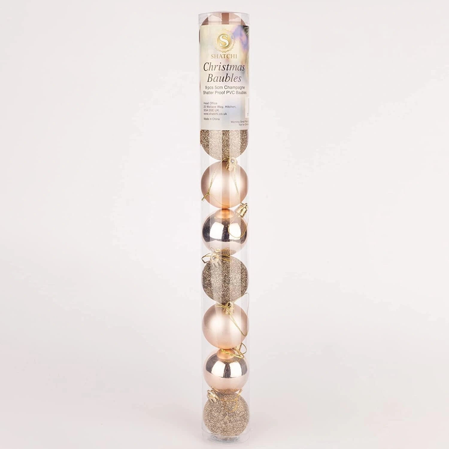 18X Christmas Baubles Tree Ornaments Champagne Gold Xmas Hanging Decoration 50mm