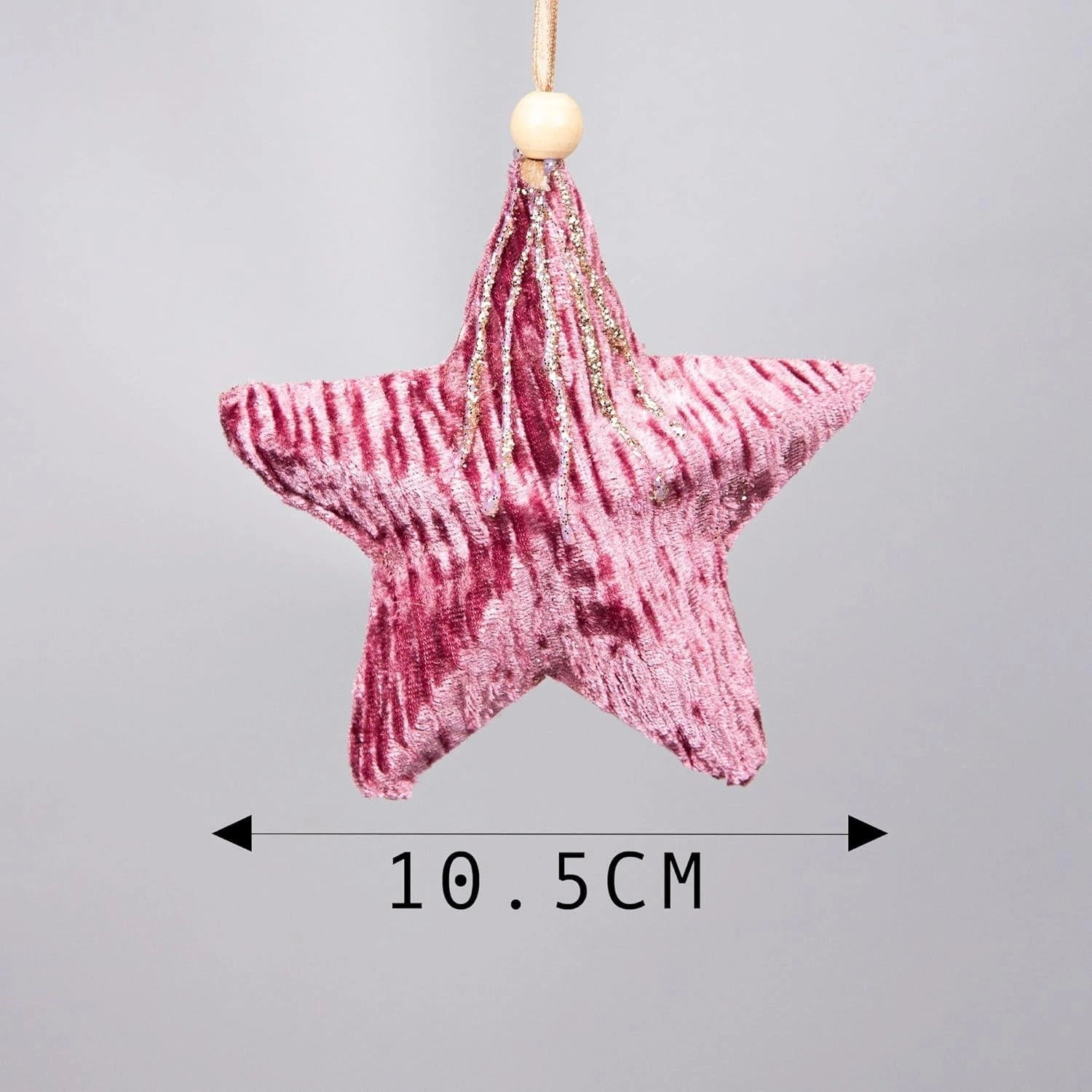 3X Christmas Hanging Ornaments Tree Pendant Hot Pink Star 10.5cm Xmas Decoration
