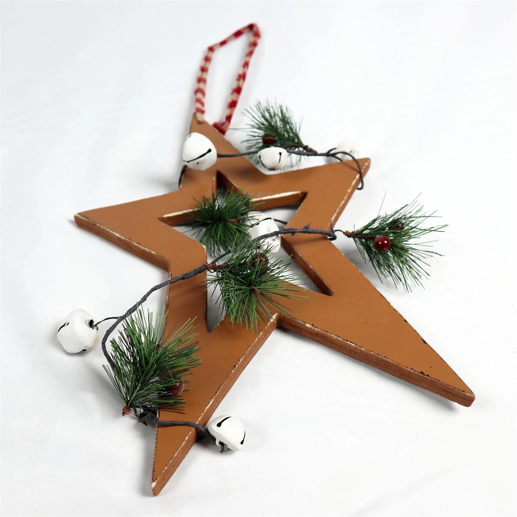 Wooden Light Brown Small Star Christmas Wall Decorations Home Xmas Showpieces