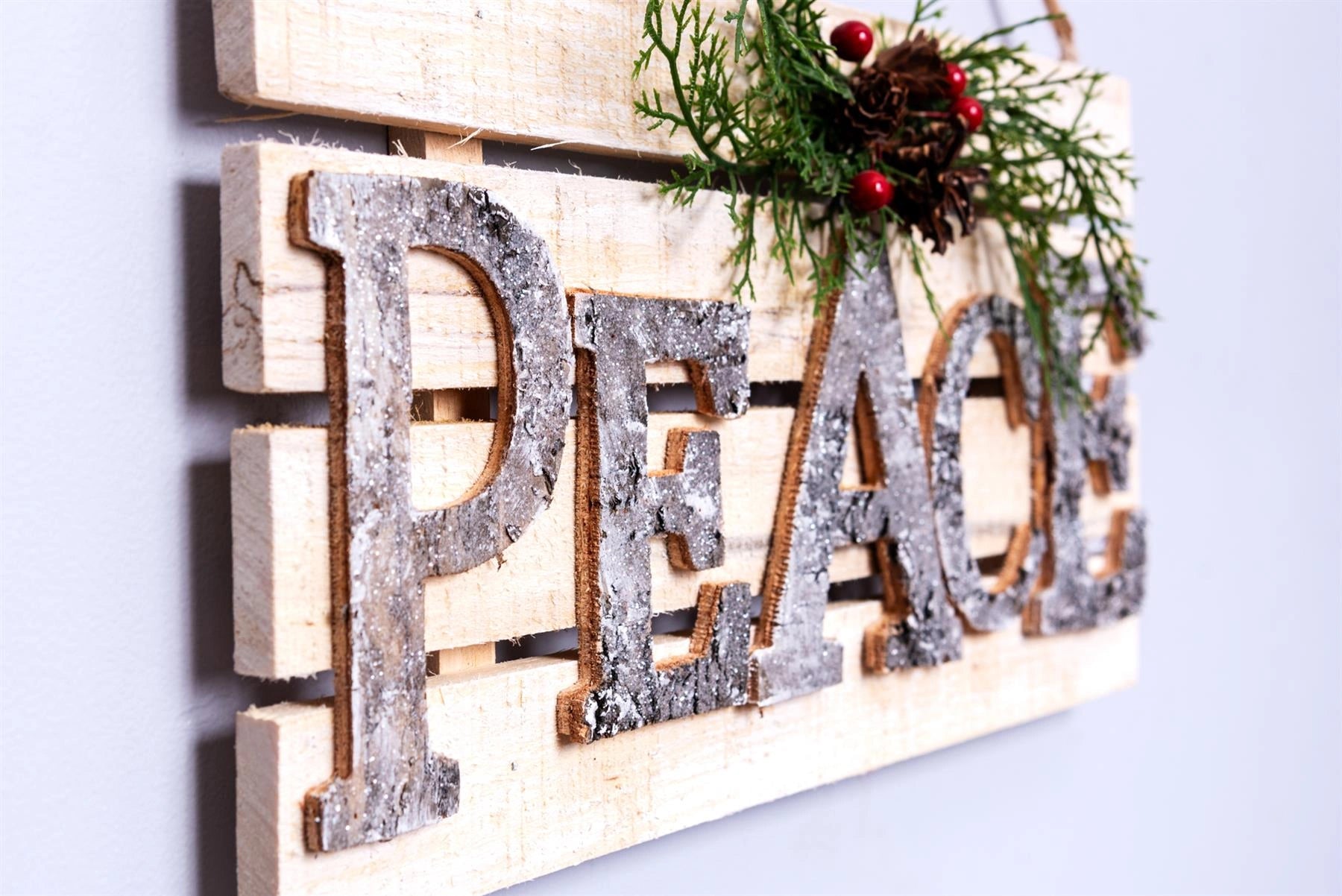 Peace Wooden Frame Christmas Hanging Ornament Wall Plaque Festiv Home Door Decor