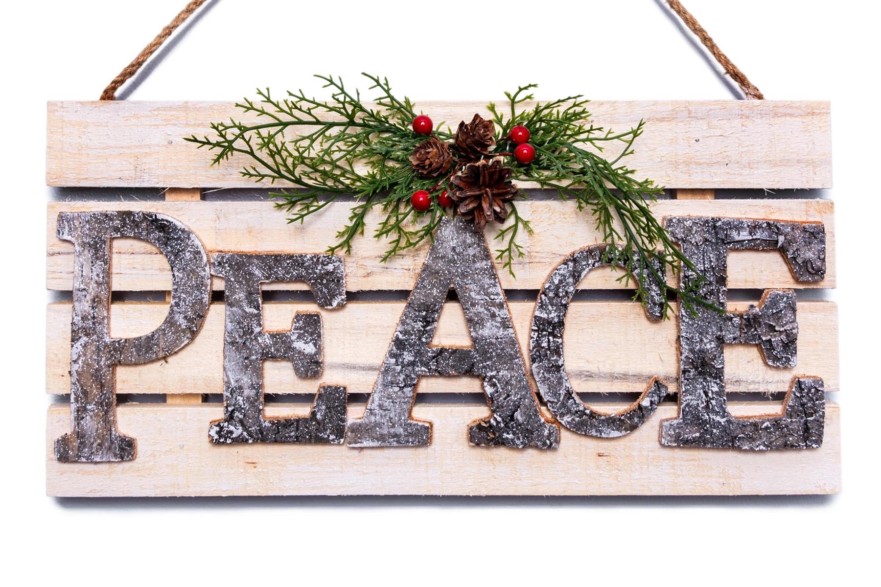 Peace Wooden Frame Christmas Hanging Ornament Wall Plaque Festiv Home Door Decor