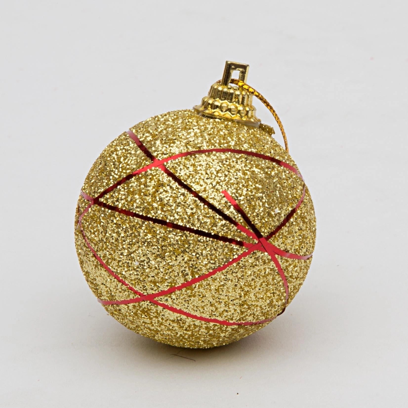Gold Baubles Christmas Tree Hanging Decorations Ornaments Glitter Balls 12 Pcs