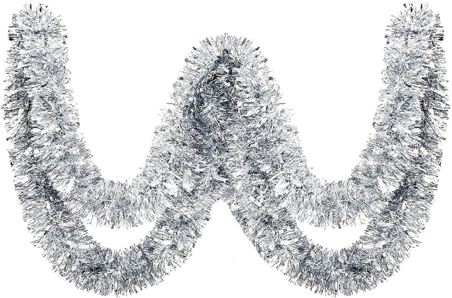 White Silver Thick Chunky Christmas Tree Tinsel Garland Home Decoration 16pcs