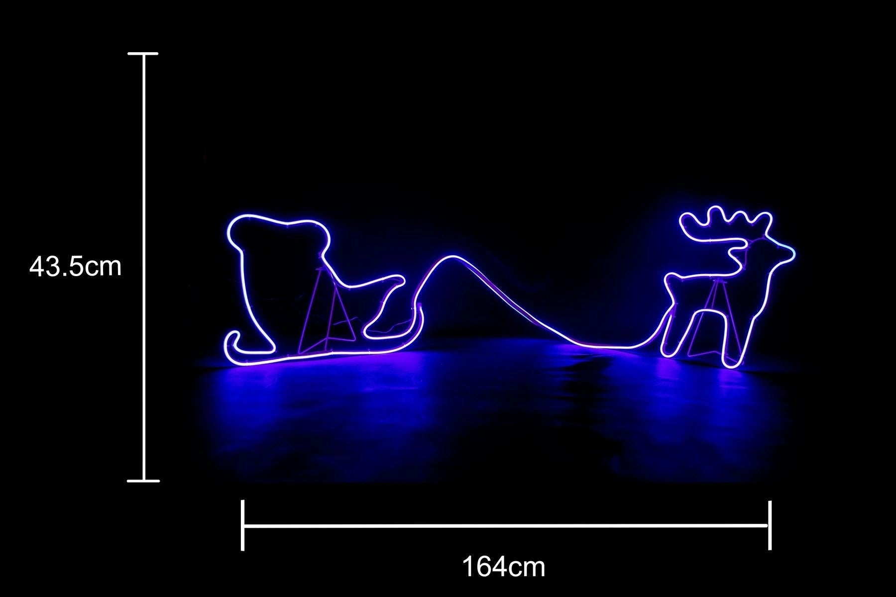 Neon Rope Lights Silhouette Christmas Reindeer Sleigh Outdoor Wall Garden Decor