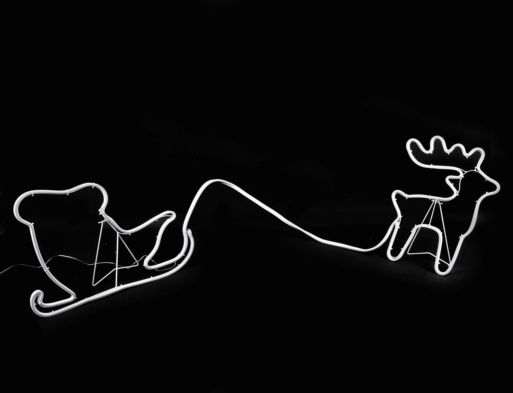 Neon Rope Lights Silhouette Christmas Reindeer Sleigh Outdoor Wall Garden Decor