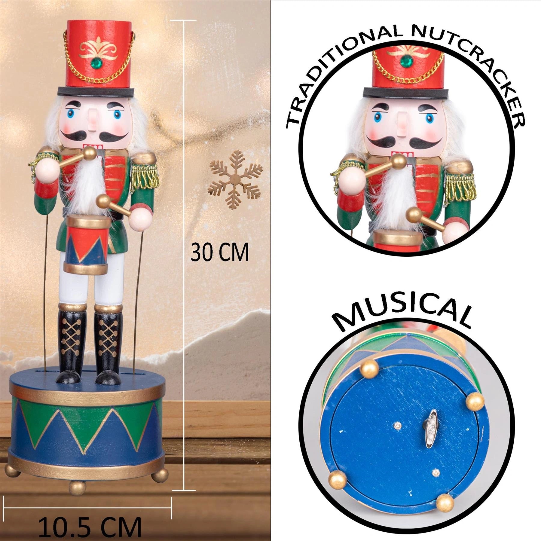 Christmas Musical Nutcrackers Animated Wooden Soldiers 30cm Ornament Any One