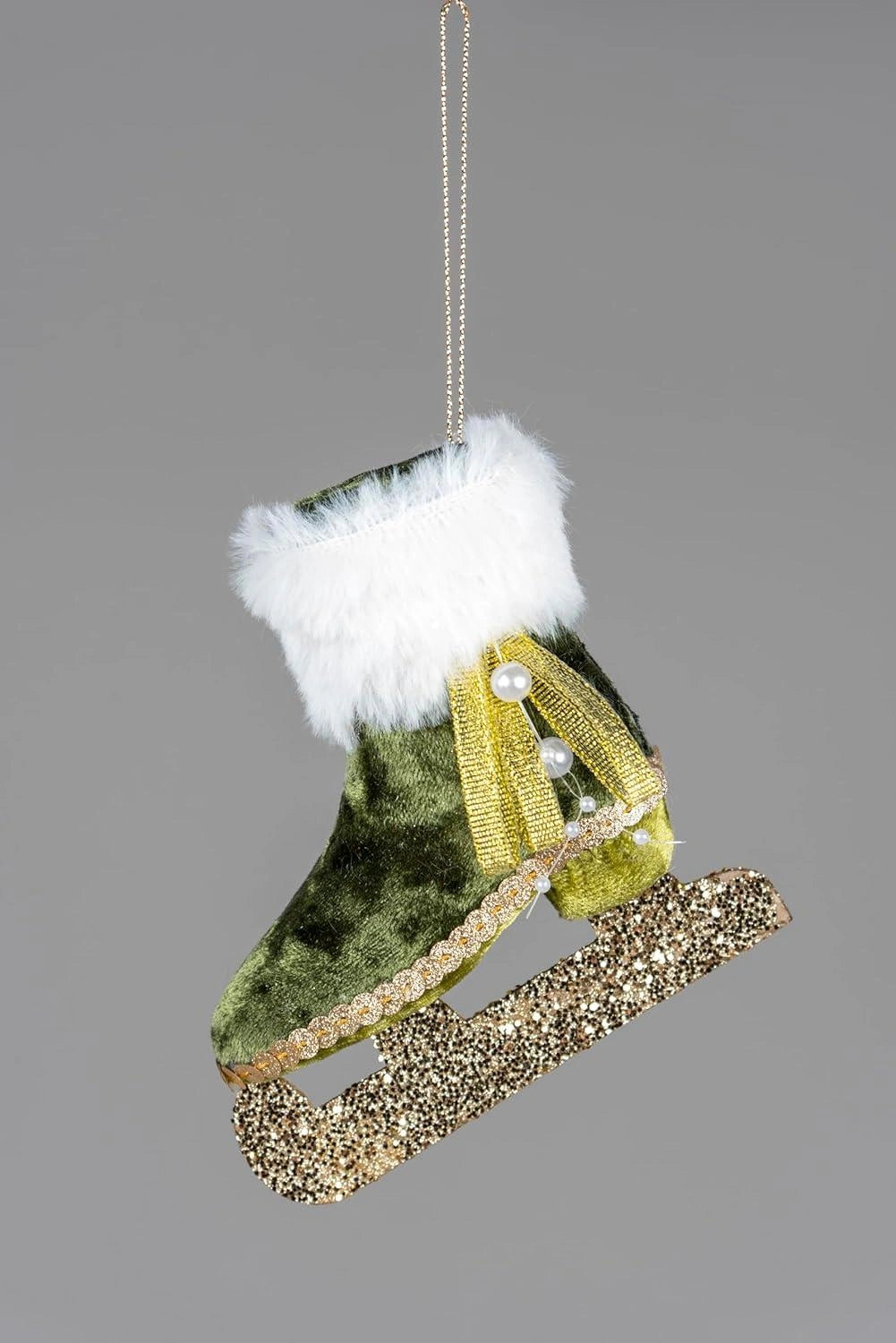 3X Christmas Hanging Ornament Tree Pendant Green Ice Skate Boot 12cm Xmas Decor