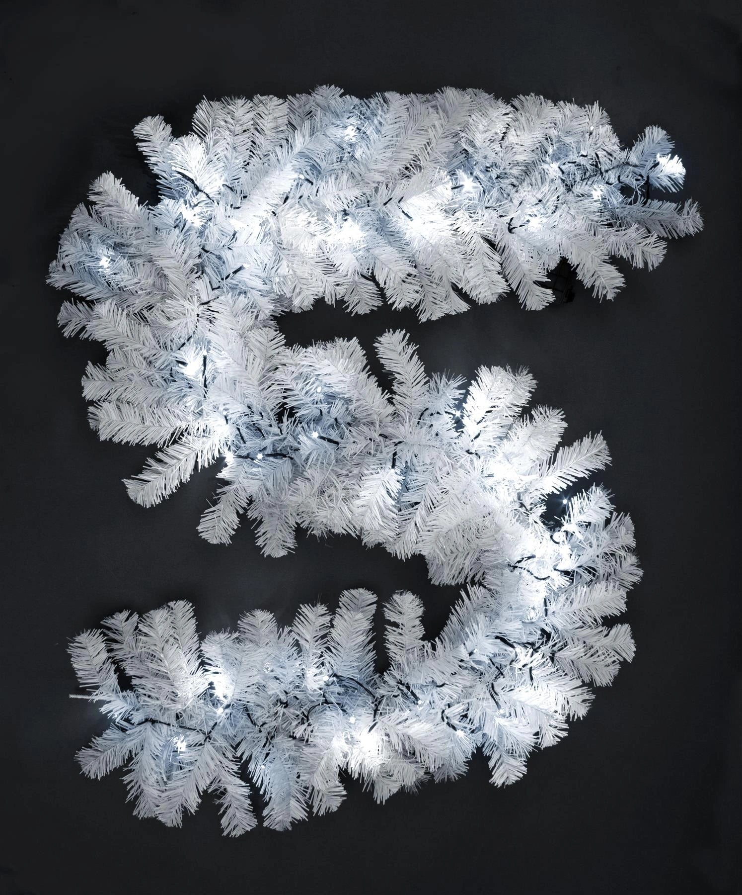 White Christmas Garland Pre Lit Artificial Bushy Wall Door XMAS Home Decor 2M UK
