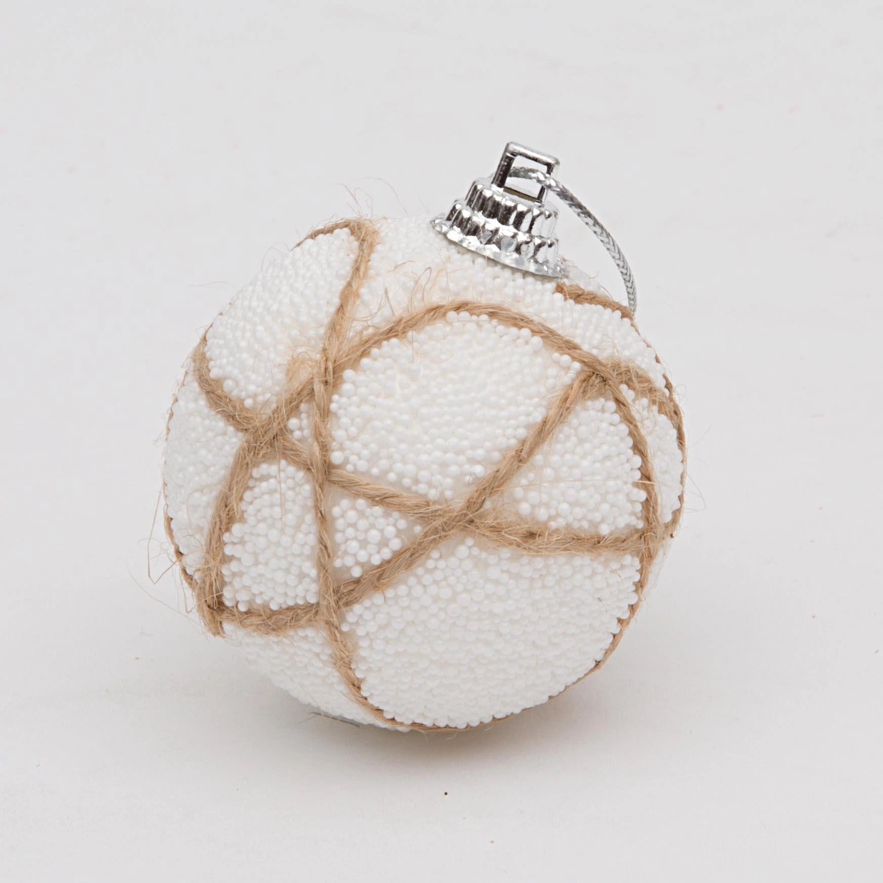 White Glitter Baubles Christmas Tree Hanging Decorations Ornaments Balls 12 Pcs