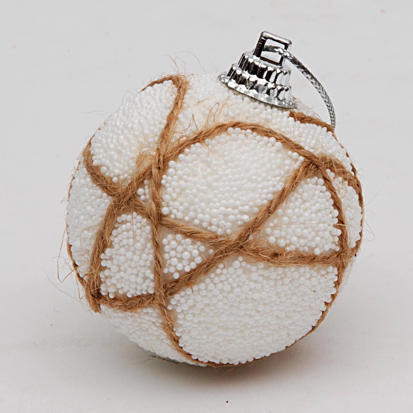 White Glitter Baubles Christmas Tree Hanging Decorations Ornaments Balls 12 Pcs