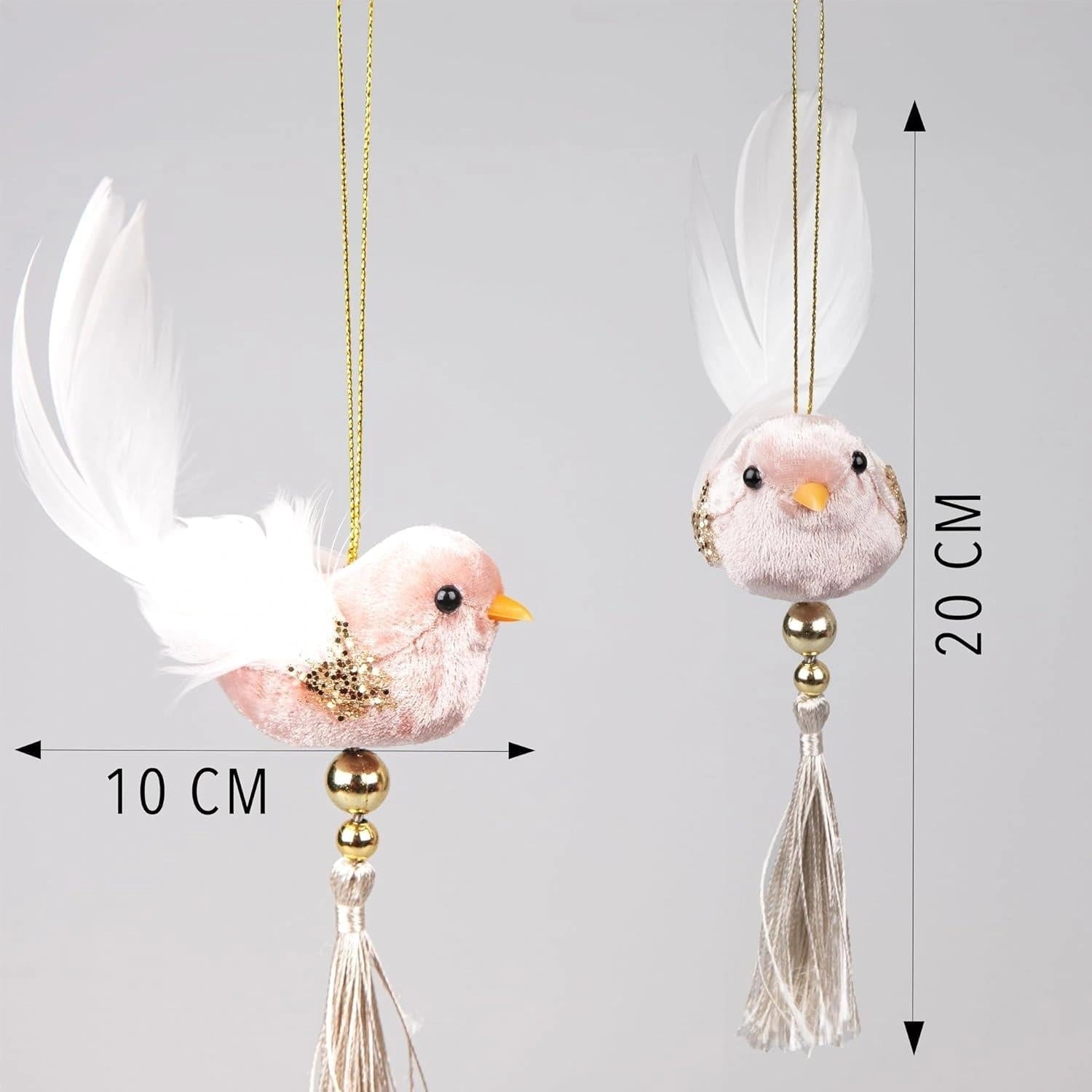 1X Christmas Hanging Ornaments Tree Pendants Pink Robin 7X13cm Xmas Decoration