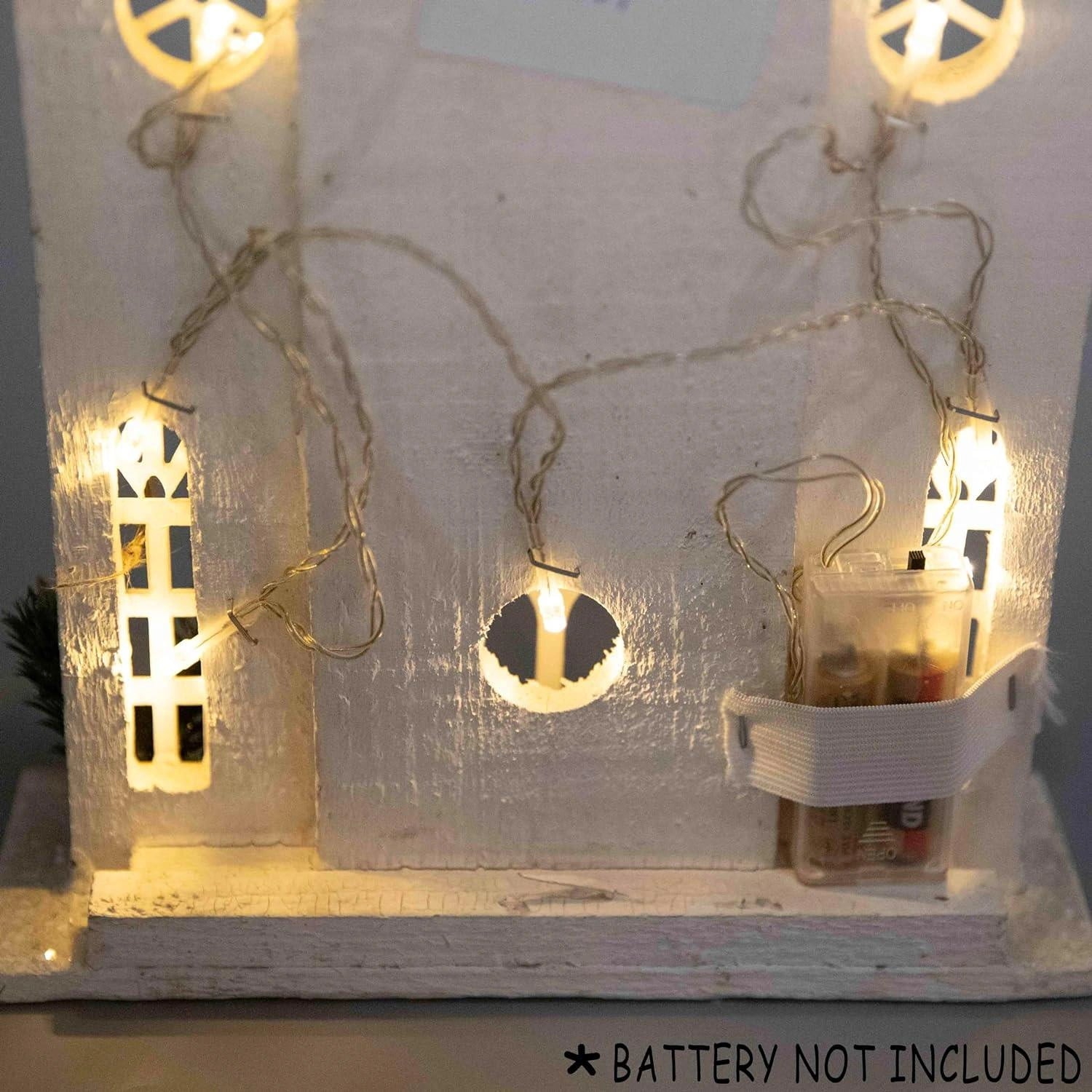 Led White Wooden Church House 24*8*58Cm