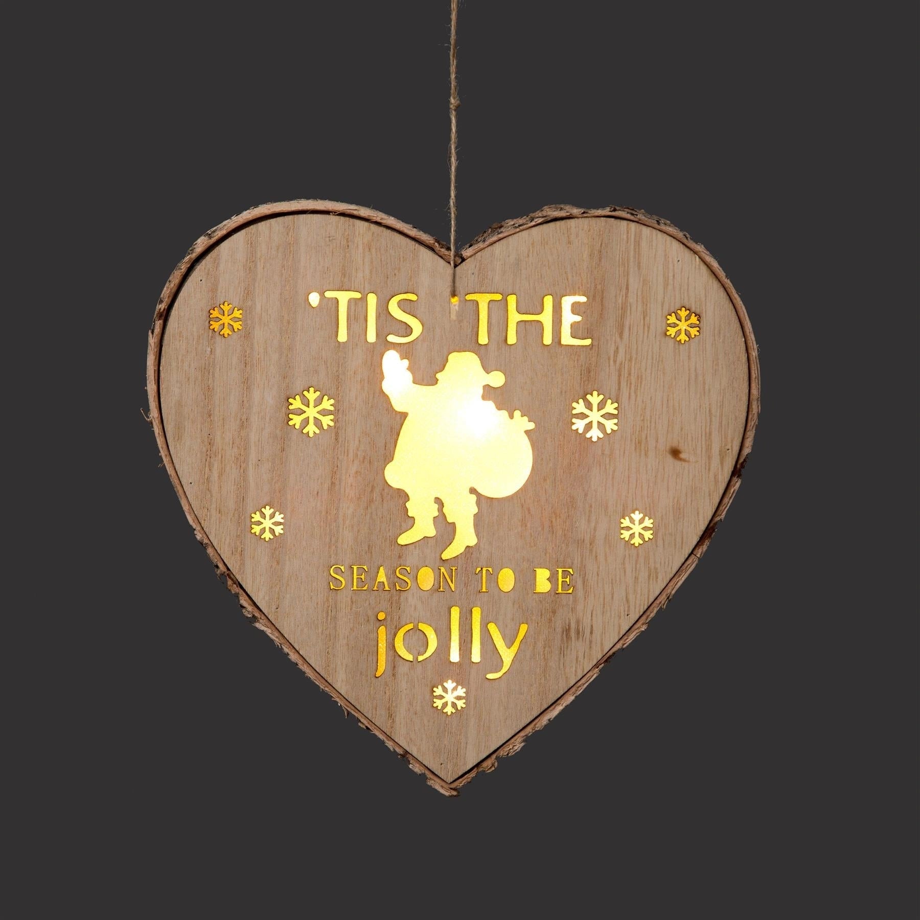 Led Wooden Christmas Hanging Decoration Battery Operated Heart Shape