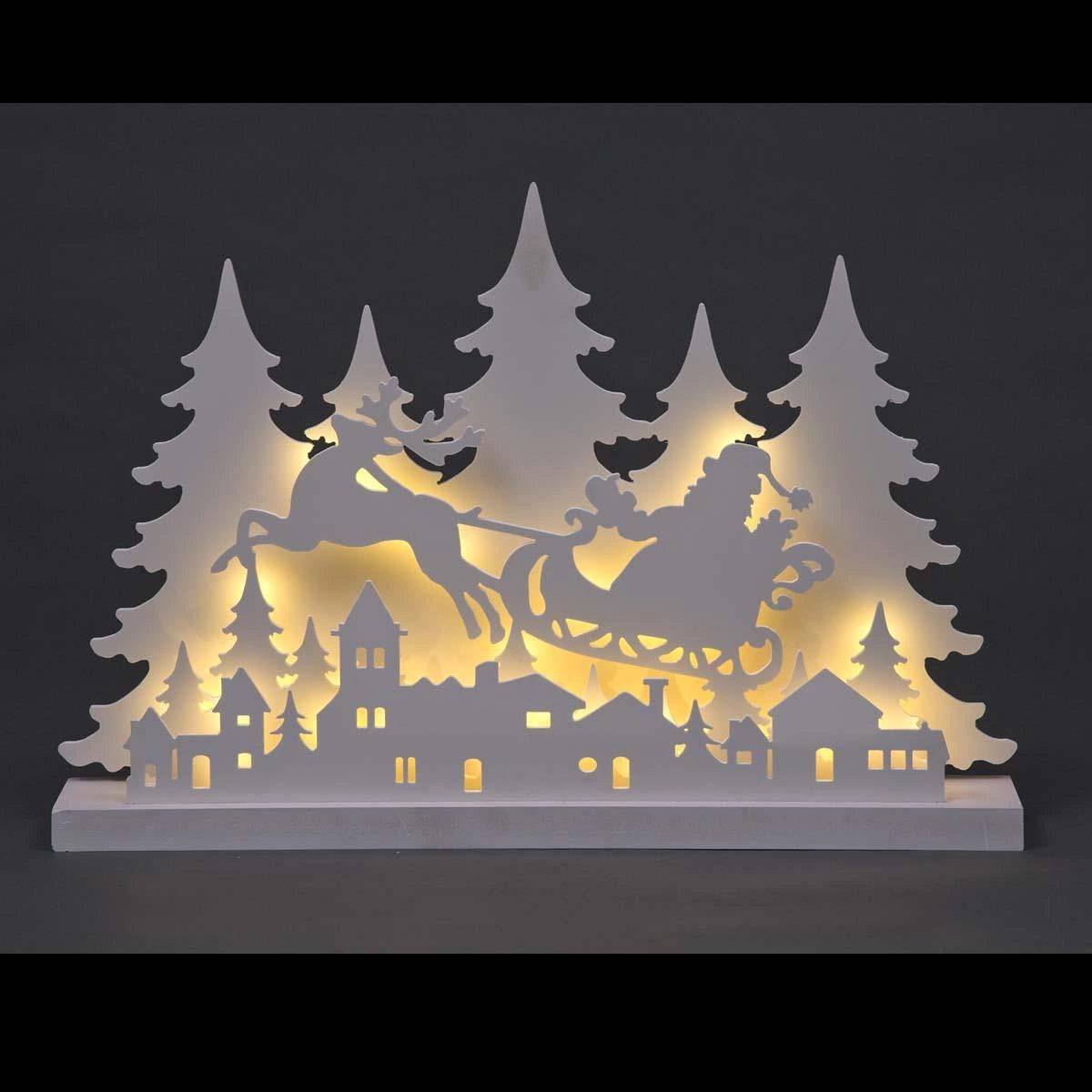 60cm Flying Santa Silhouette Sleigh Battery Operated Light Tree Xmas Decorations