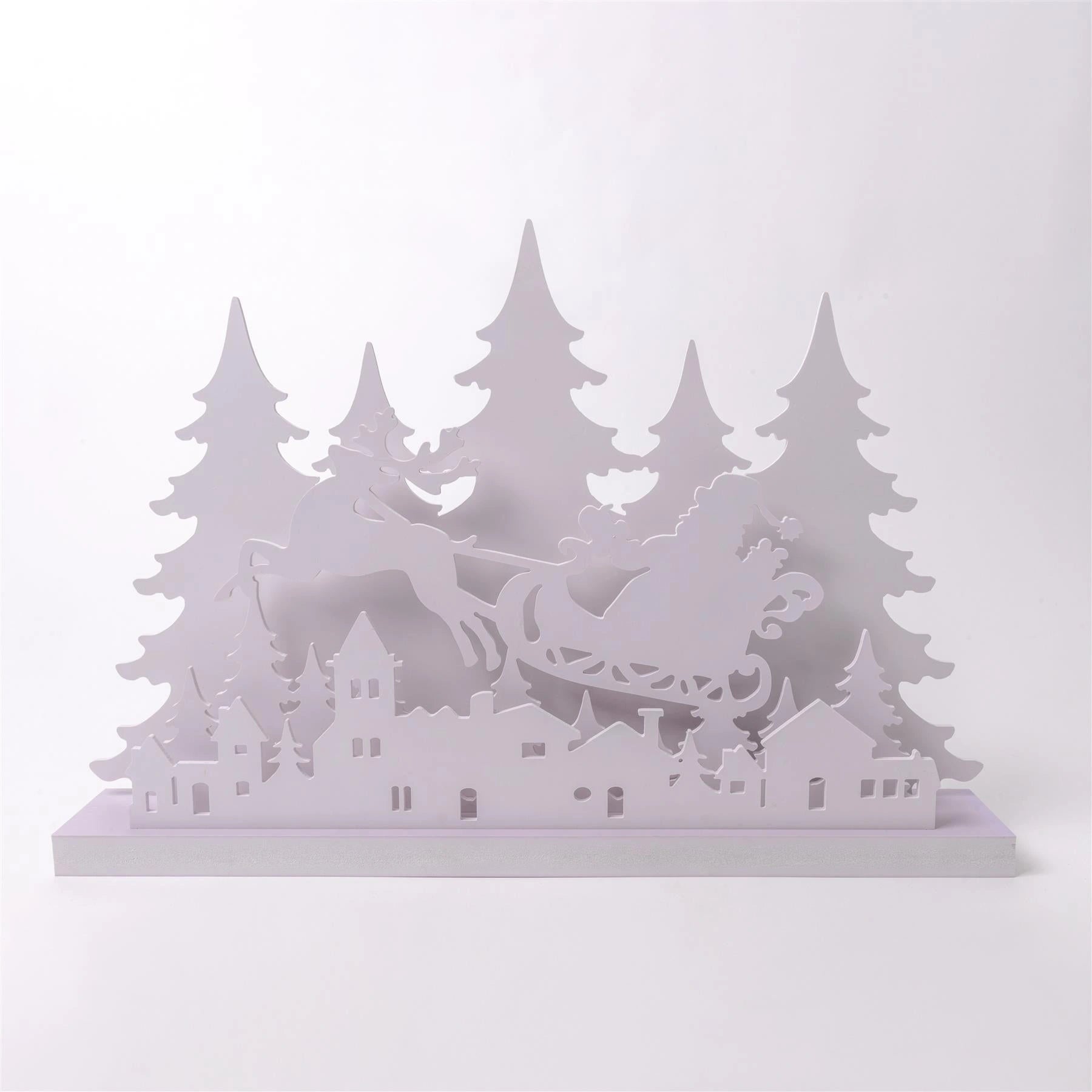 60cm Flying Santa Silhouette Sleigh Battery Operated Light Tree Xmas Decorations