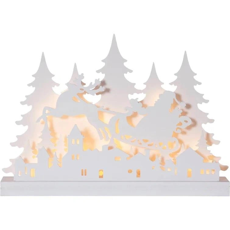60cm Flying Santa Silhouette Sleigh Battery Operated Light Tree Xmas Decorations