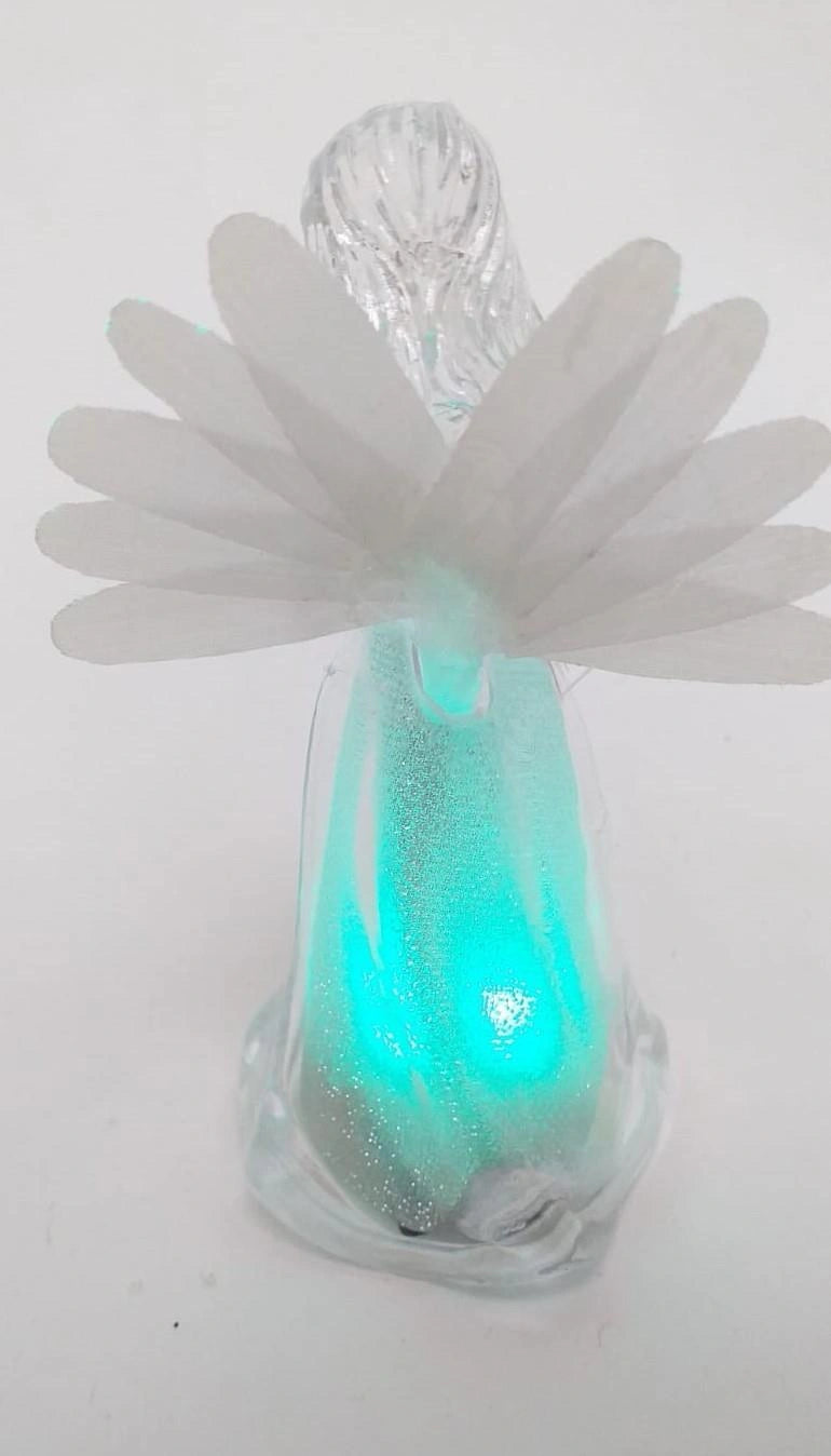 1 LED Crystal Clear Angel Small Figures Christmas Xmas Home Party Decorations