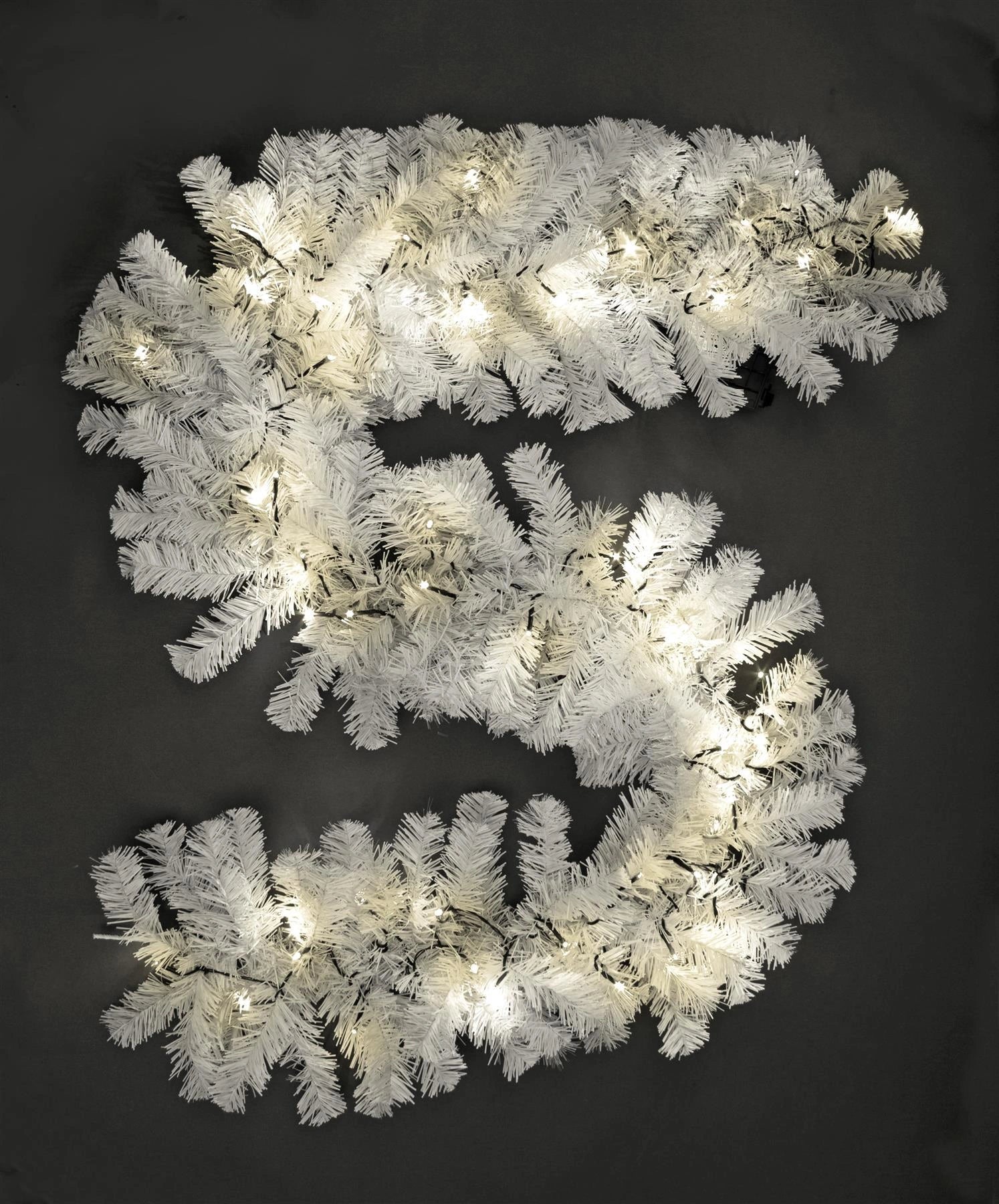 White Christmas Garland Pre Lit Artificial Bushy Wall Door XMAS Home Decor 2M UK