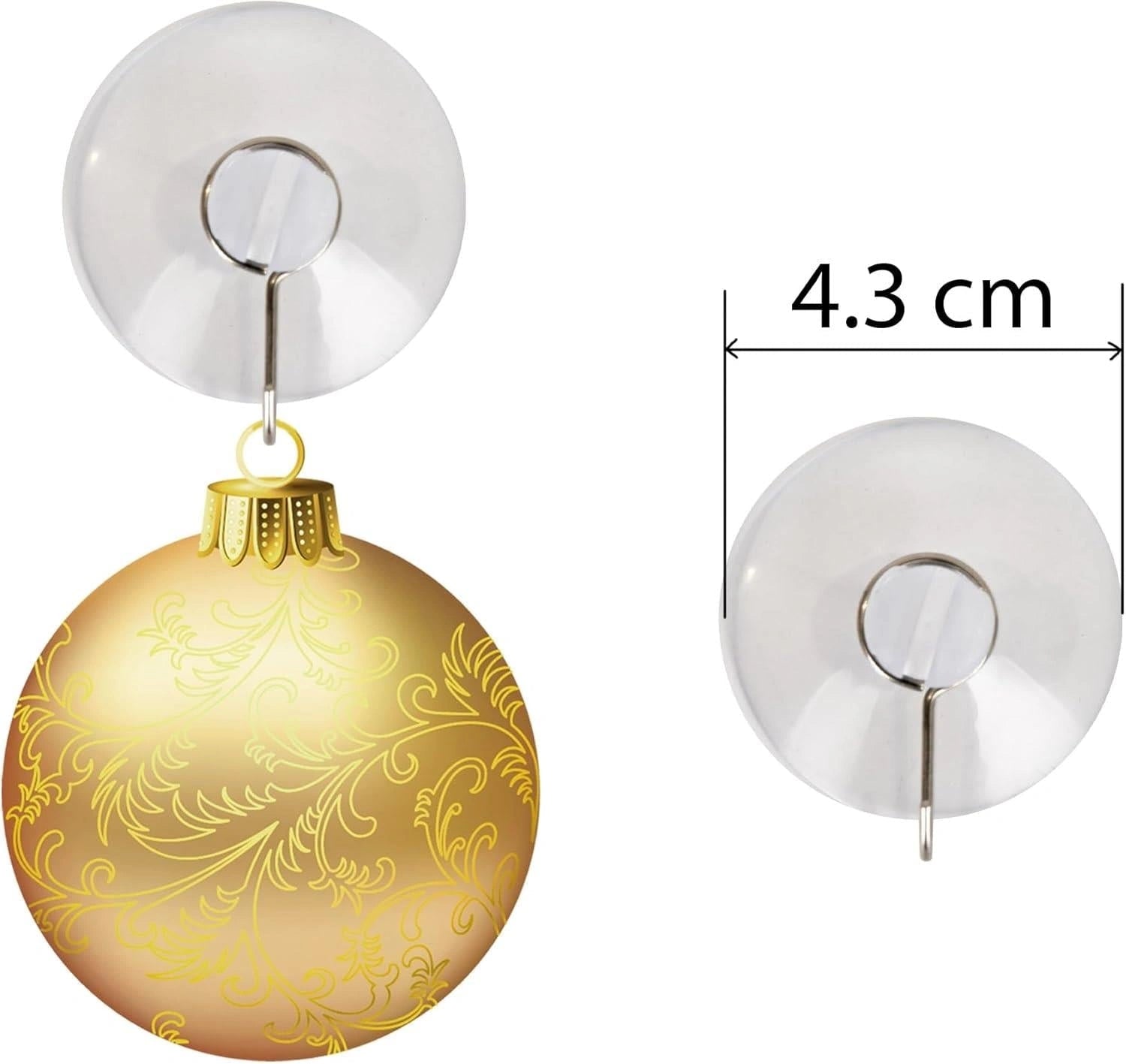 12Pcs Suction Cups Metal Hooks 4.3Cm