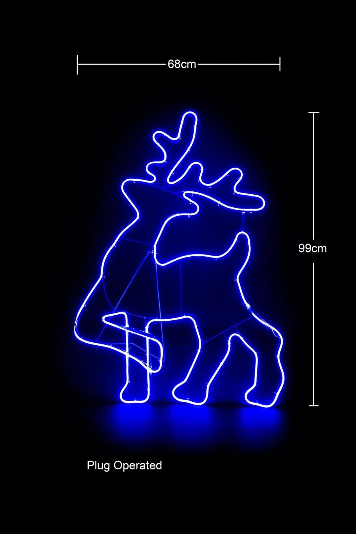 Walking Reindeer Rope Light Silhouette-Blue 100 X 65Cm