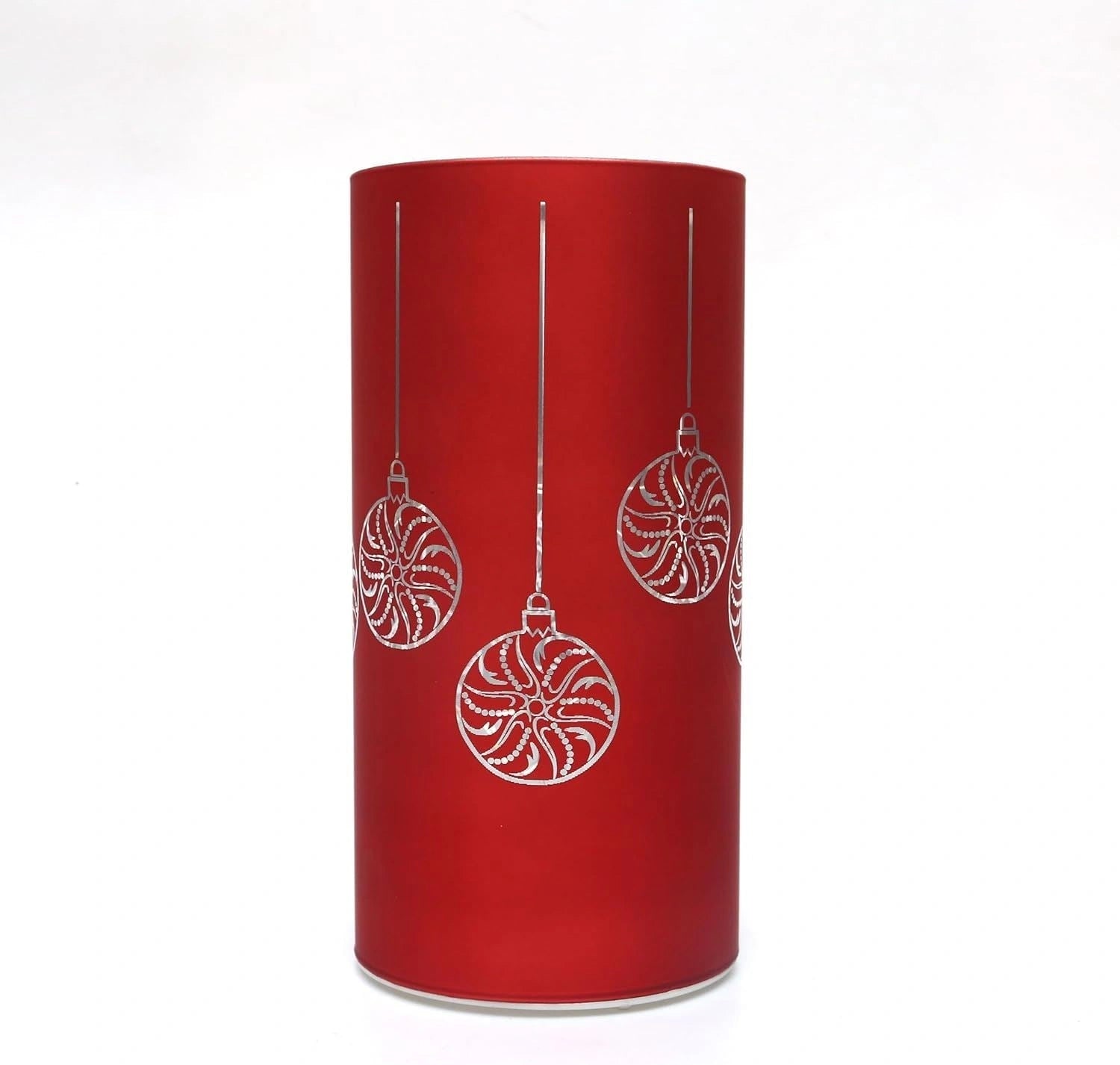 22Cm Christmas Decorated Vase Led Red Glass Vase / Baubles