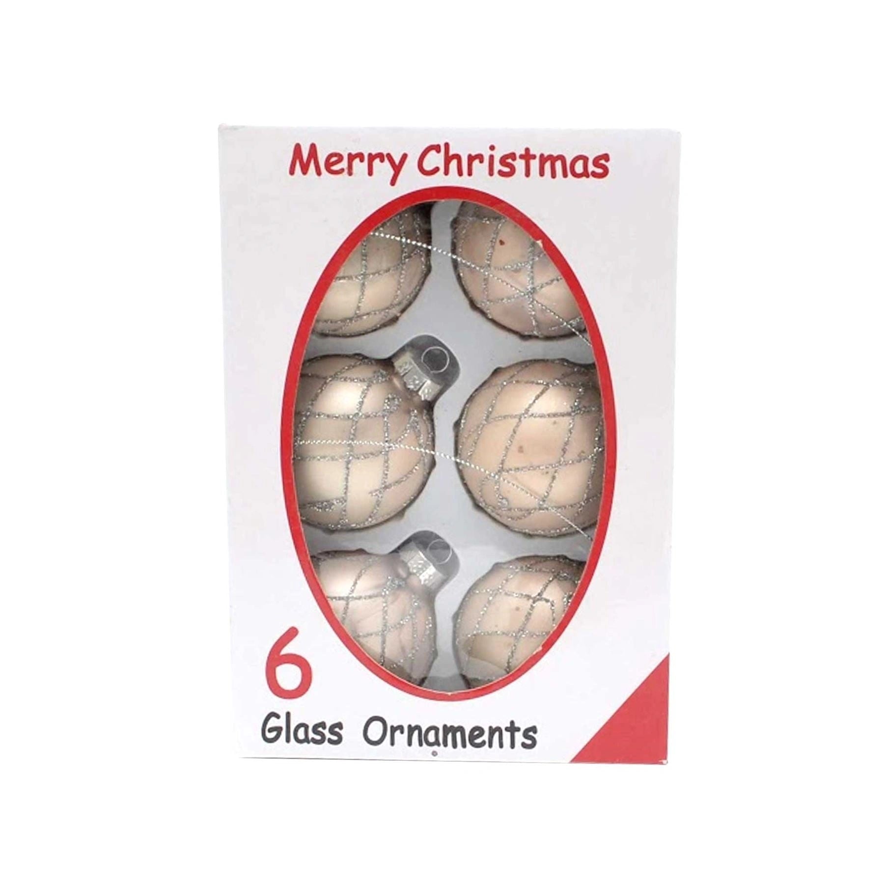Shatterproof Seasonal Decor Baubles Beige Christmas Tree Home Ornaments 6pcs