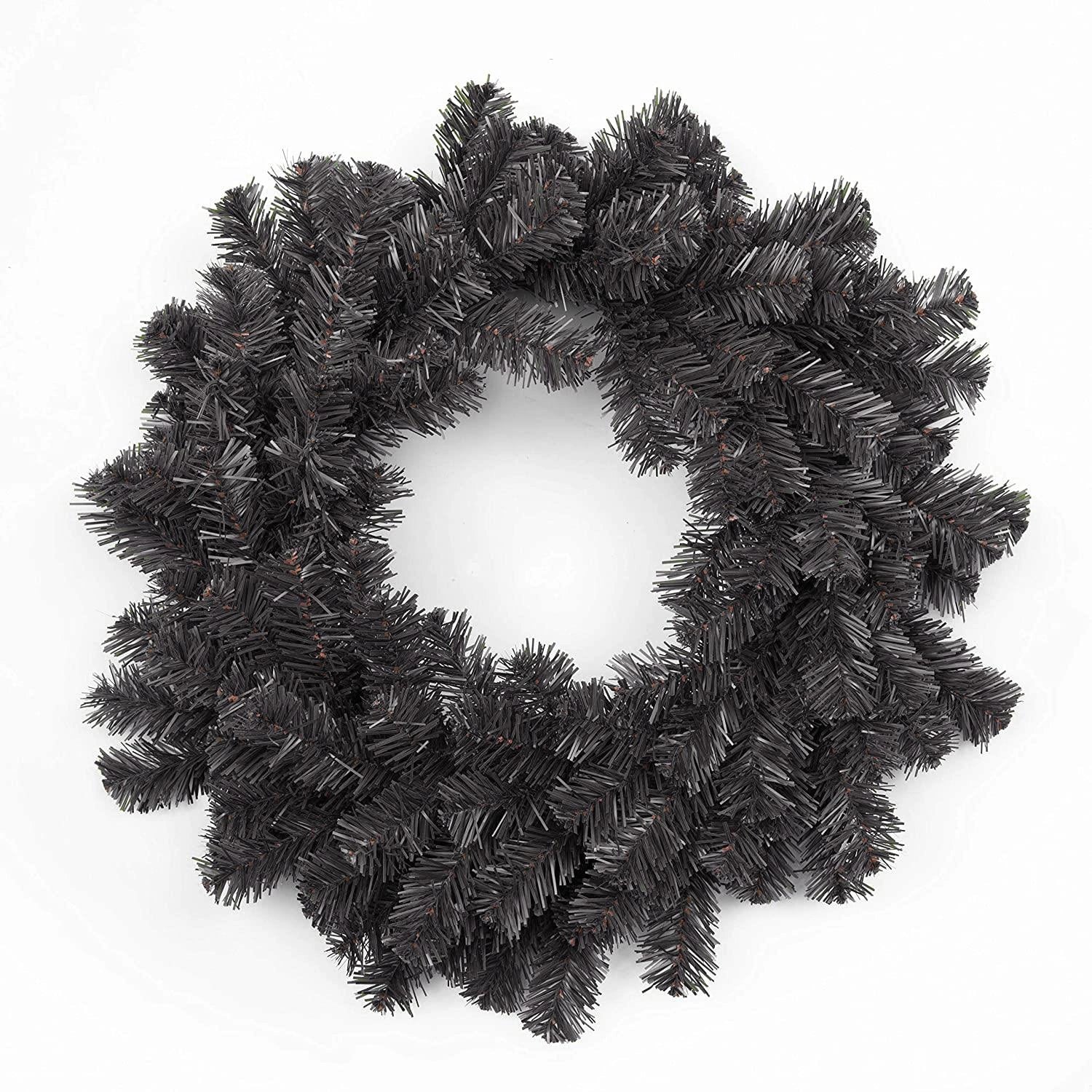Black Christmas Wreath Artificial Bushy Wall Door XMAS Home Decoration 55CM UK