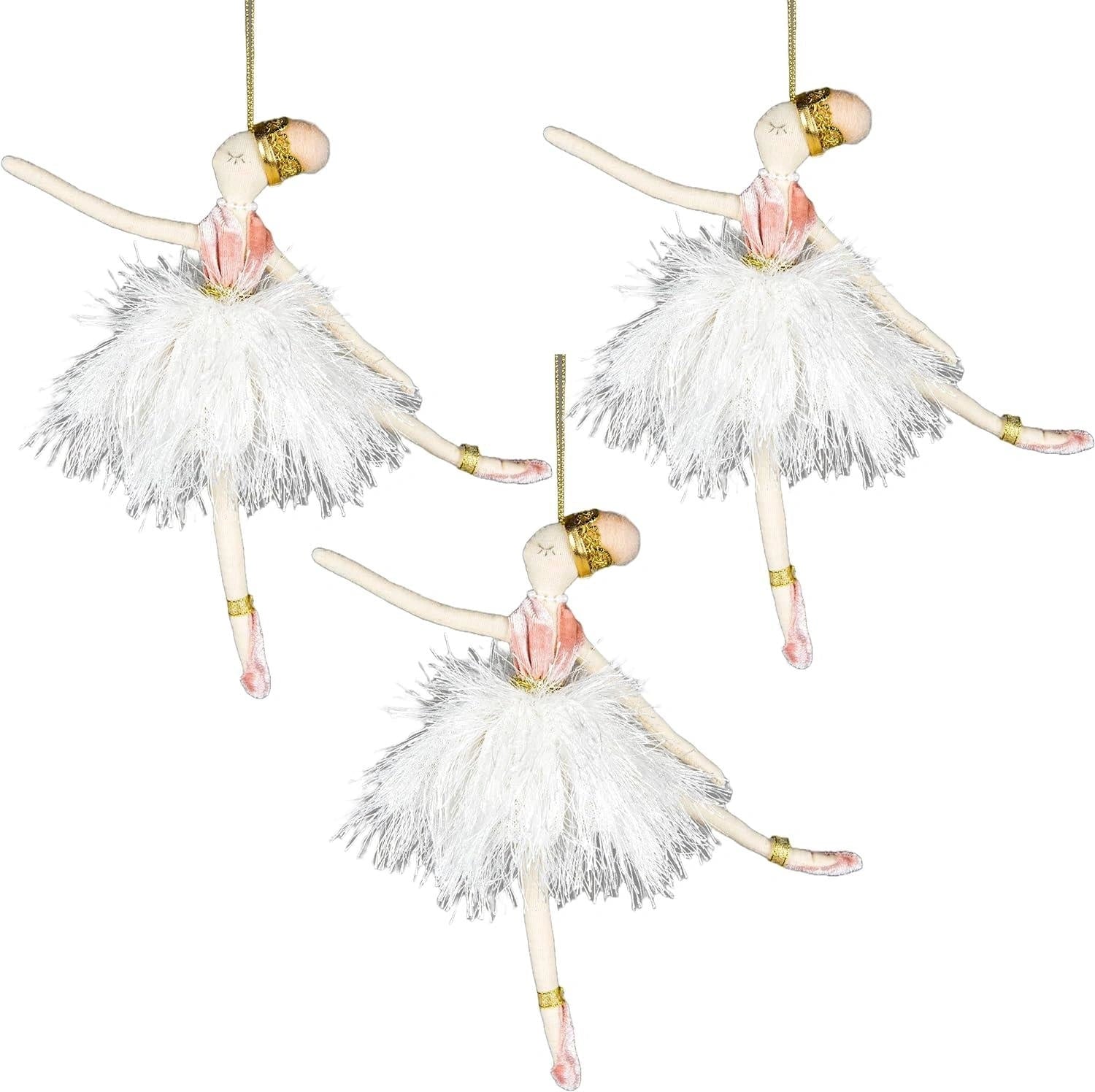 1XChristmas Hanging Ornament Tree Pendant Figure 20cm White Ballerina Xmas Decor