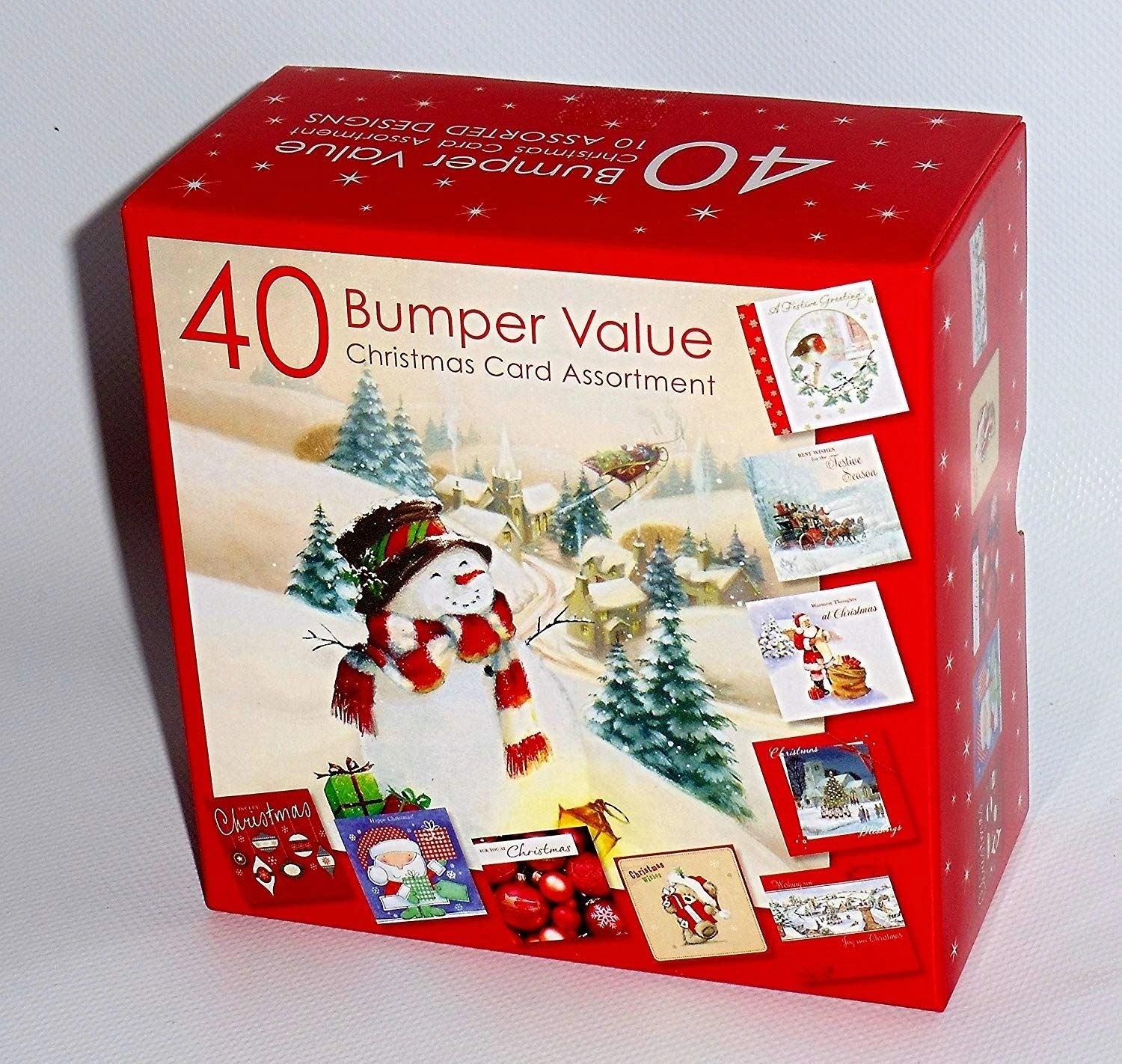 Christmas Cards - Bumper Box 40 Assorted Xmas Cards - 10 Designs Cute Cards
