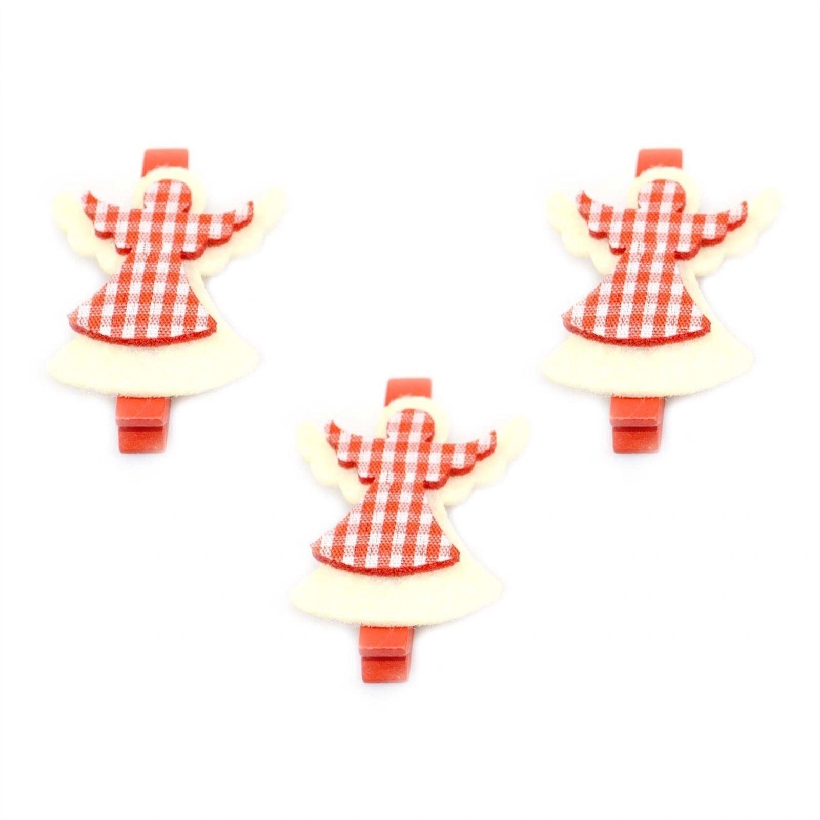 3 Christmas Wooden Mini Peg Art & Craft Xmas Angle Decor Card Holder Decorations