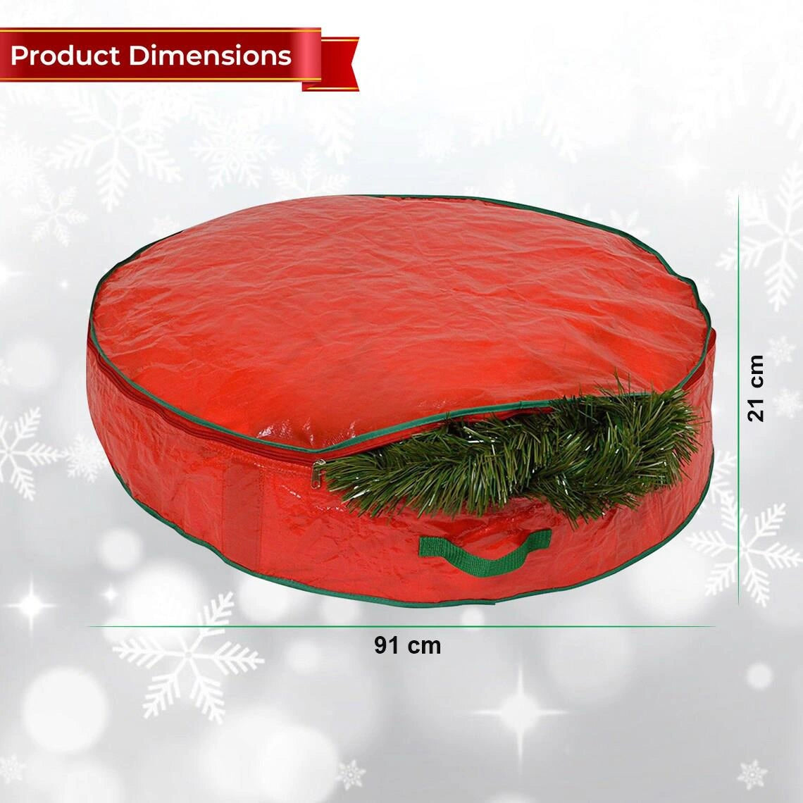 91X21CM Christmas Wreath Garland Storage Bag Large Zippered Waterproof Container