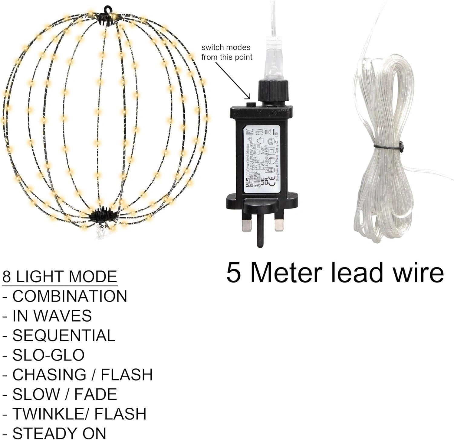 Christmas Fairy Lights 3D Ball 320 LED Multifunction 40cm Xmas Hanging Ornaments