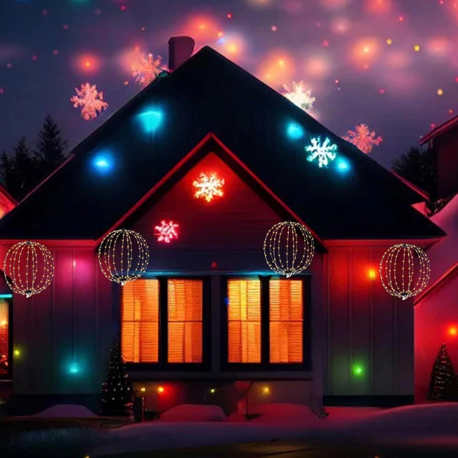 Christmas Fairy Lights 3D Ball 320 LED Multifunction 40cm Xmas Hanging Ornaments