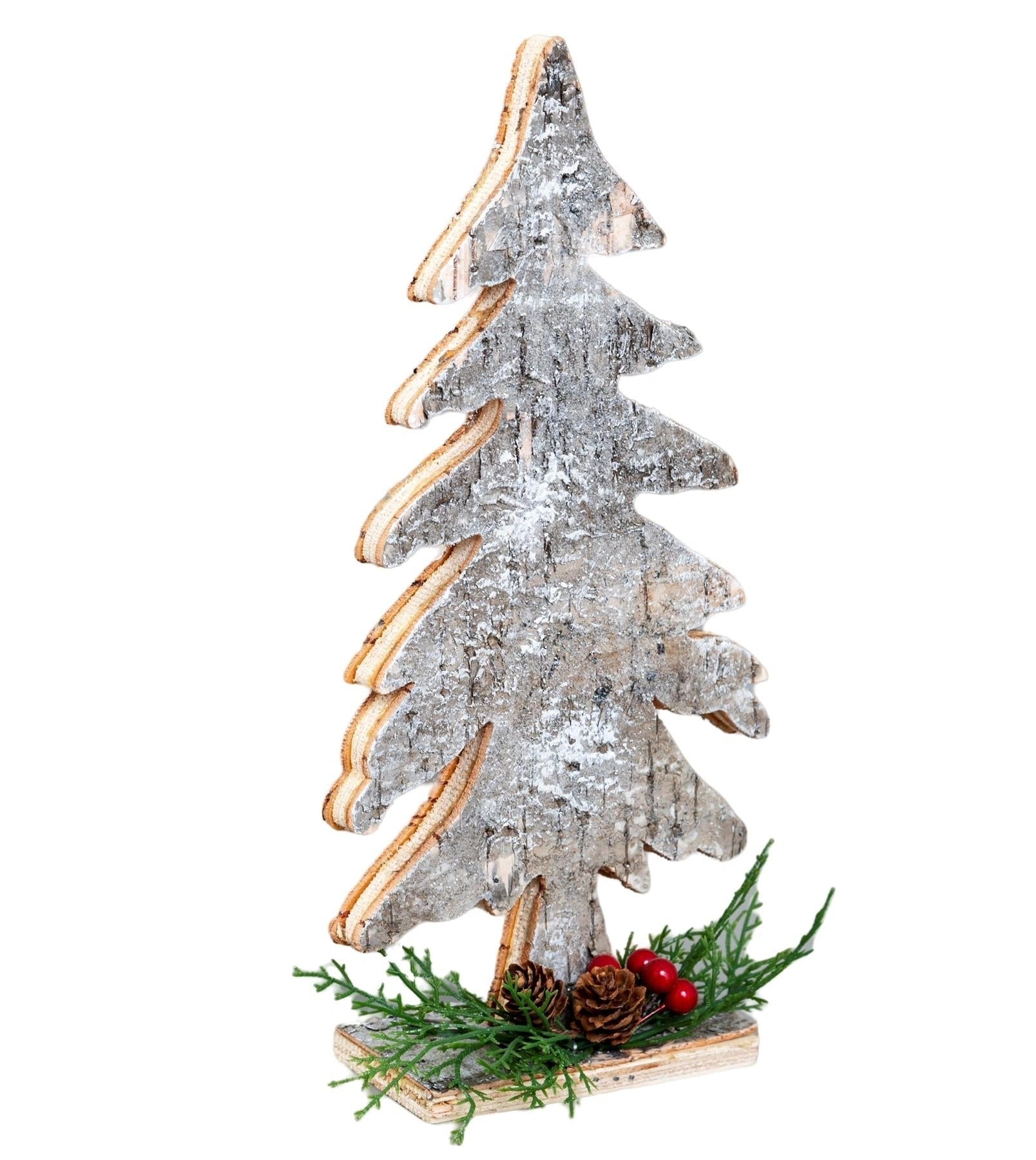 30Cm Christmas Tree Shape Birch Bark Wooden Christmas Table Top Decoration
