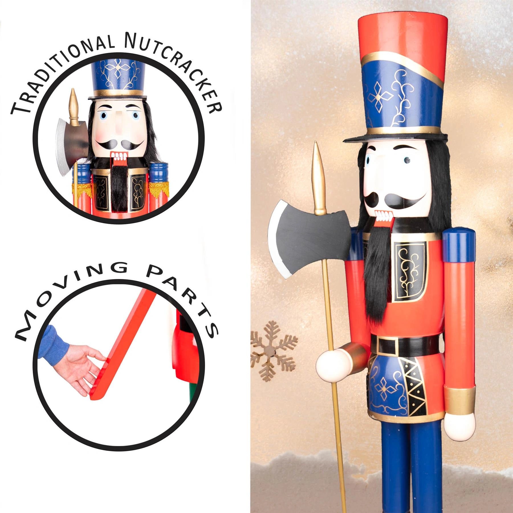 Giant Wooden Nutcracker Life Size Christmas Figurine 150cm Xmas Home Door Decor