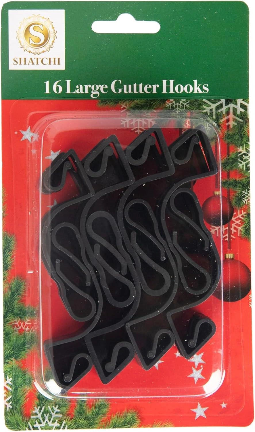 Large Gutter Hooks Christmas Rope String Light Hanger Black Plastic Clips 32pcs