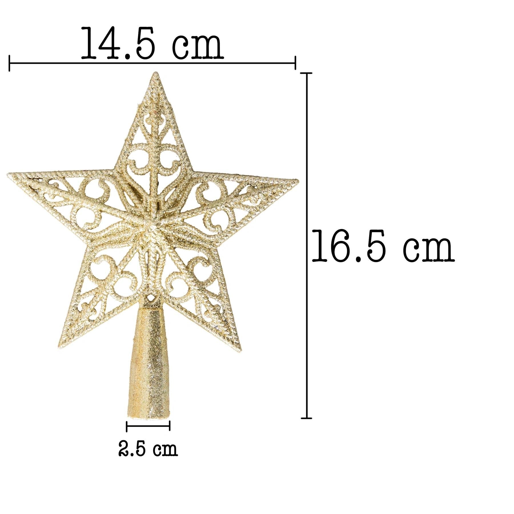 Christmas Star Tree Topper Gold Glitter Crown Xmas Tree Ornaments Decor 14.5cm