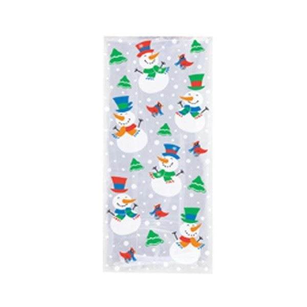 20 Each Snowman And Santa Cello Cellophane Christmas Party Loot Bags Cooky Candy