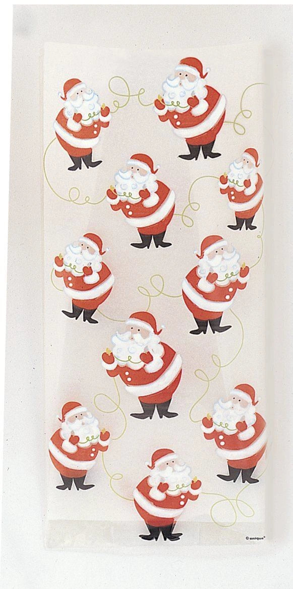 20 Each Snowman And Santa Cello Cellophane Christmas Party Loot Bags Cooky Candy