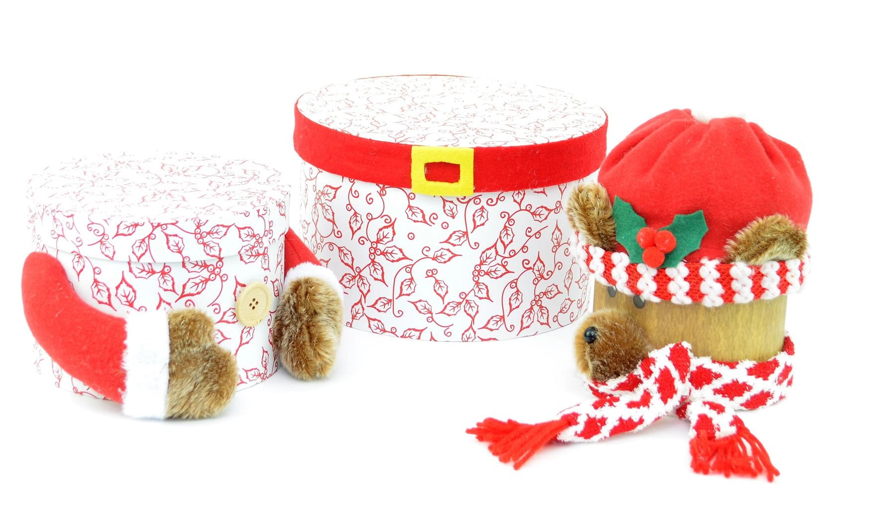 Round Reindeer Christmas Novelty 3 Pcs Box Set Xmas Decoration Gift Present Boxes