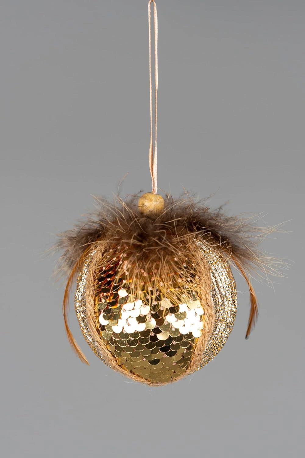 3X Christmas Hanging Ornaments Tree Pendants Bauble Golden 7cm Xmas Decoration