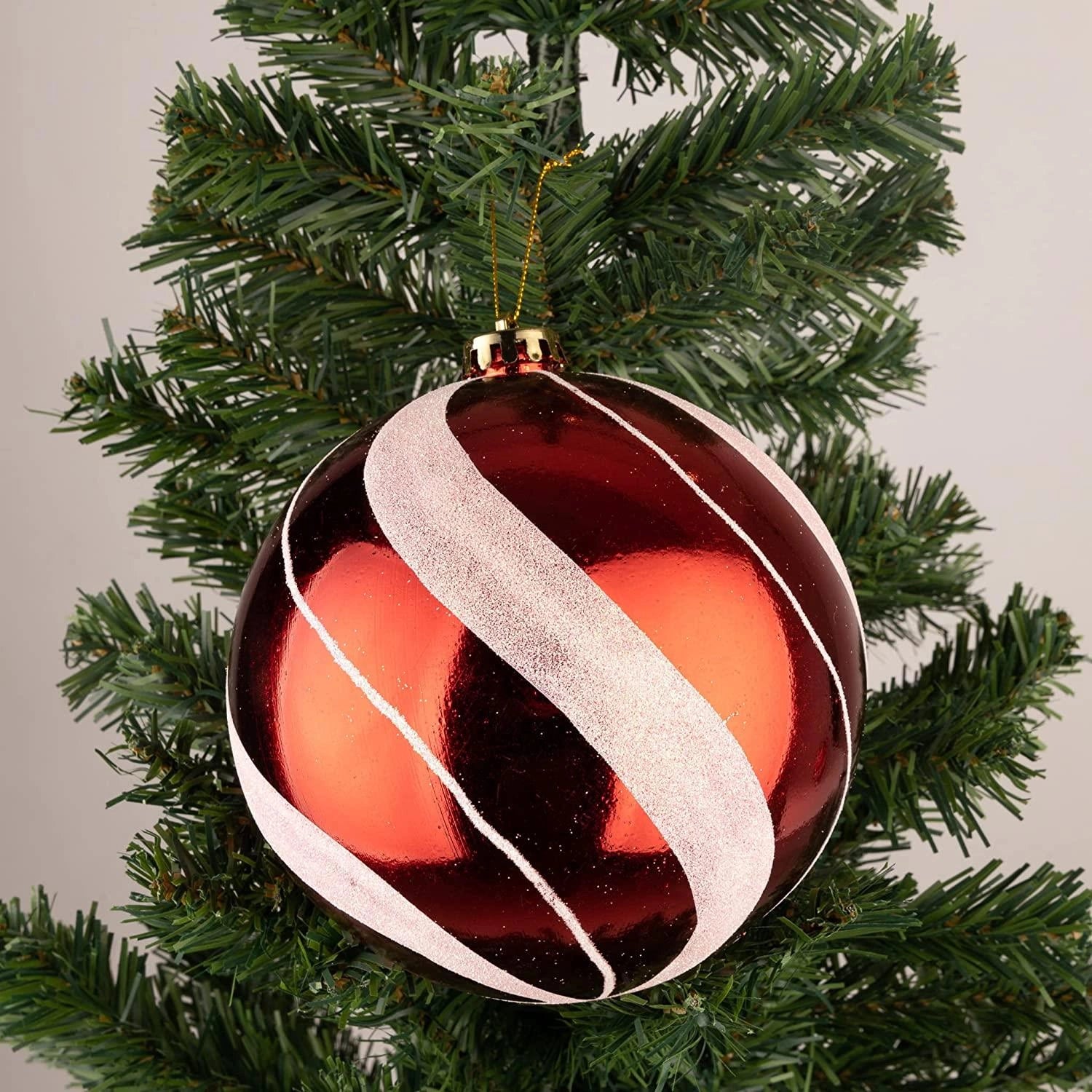 3X Christmas Baubles Tree Ornament Candy Strip Ball Xmas Hanging Decoration 15cm