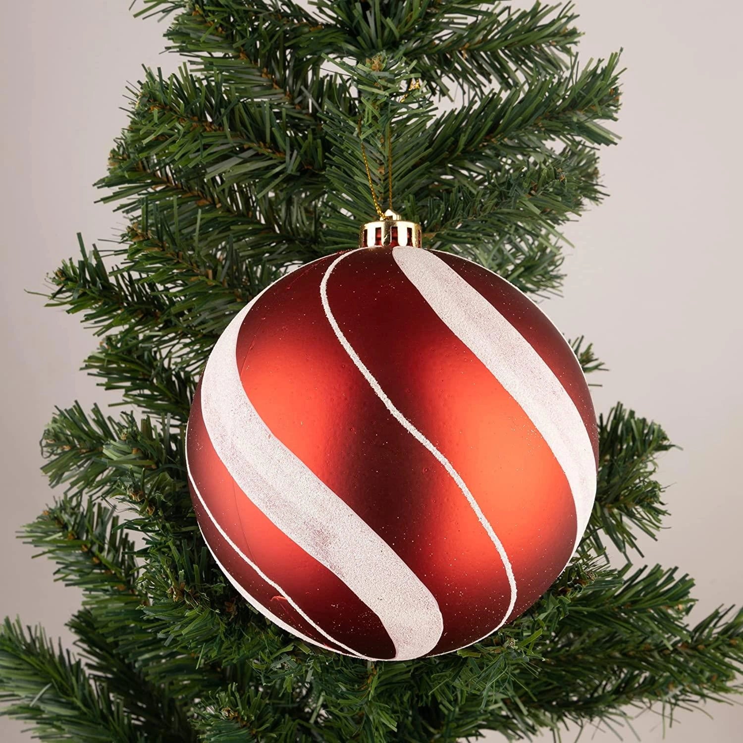 3X Christmas Baubles Tree Ornament Candy Strip Ball Xmas Hanging Decoration 15cm