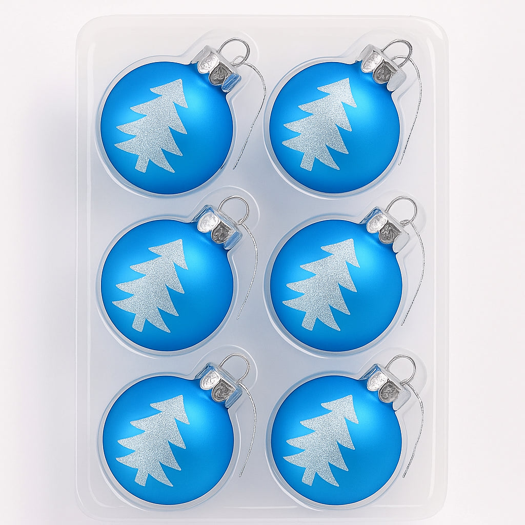 Shatterproof Seasonal Decor Baubles Blue Christmas Tree Home Ornaments 6pcs