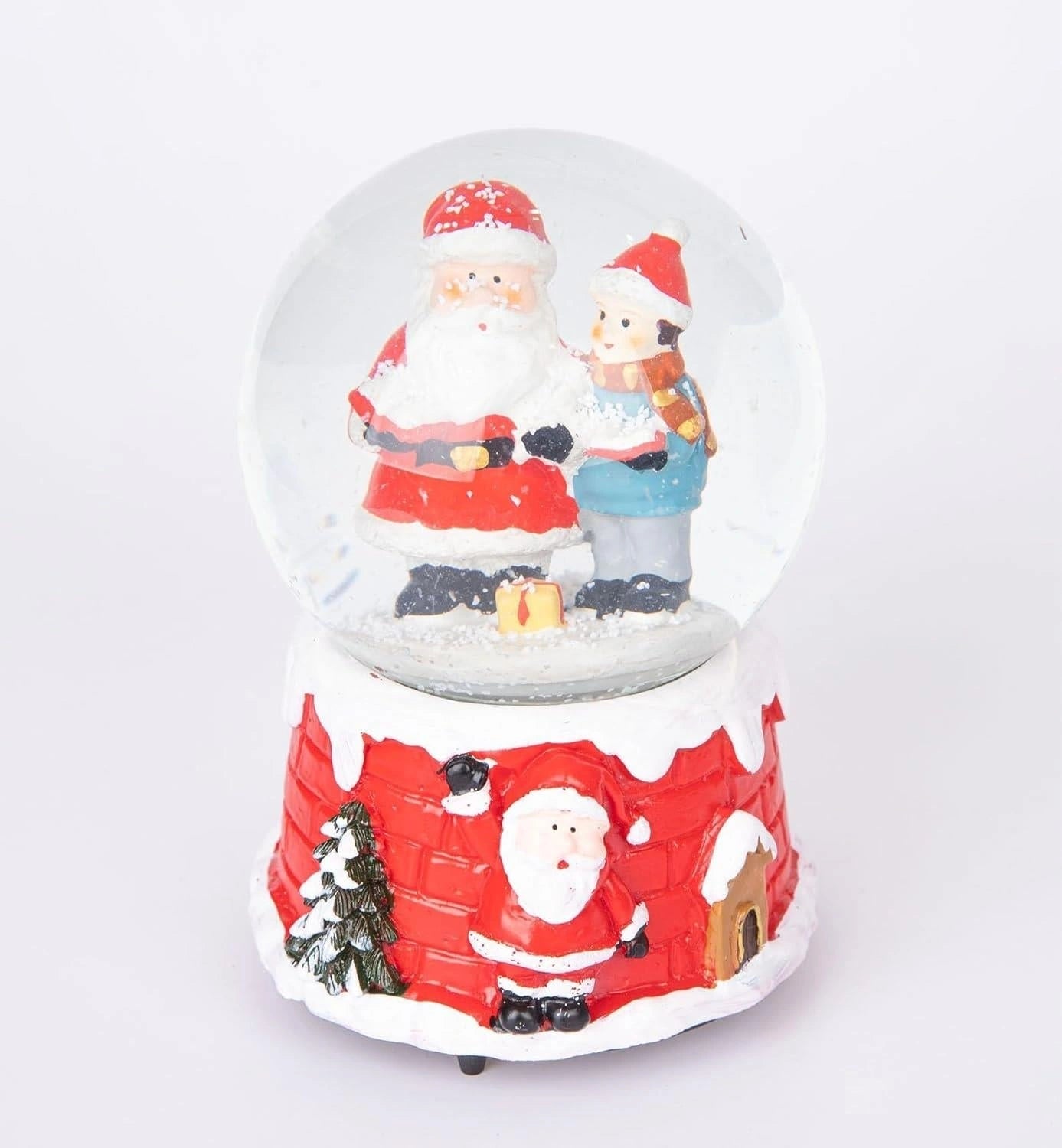 Musical Snow Globe Christmas Santa Red House 15cm Tabletop Xmas Window Decor