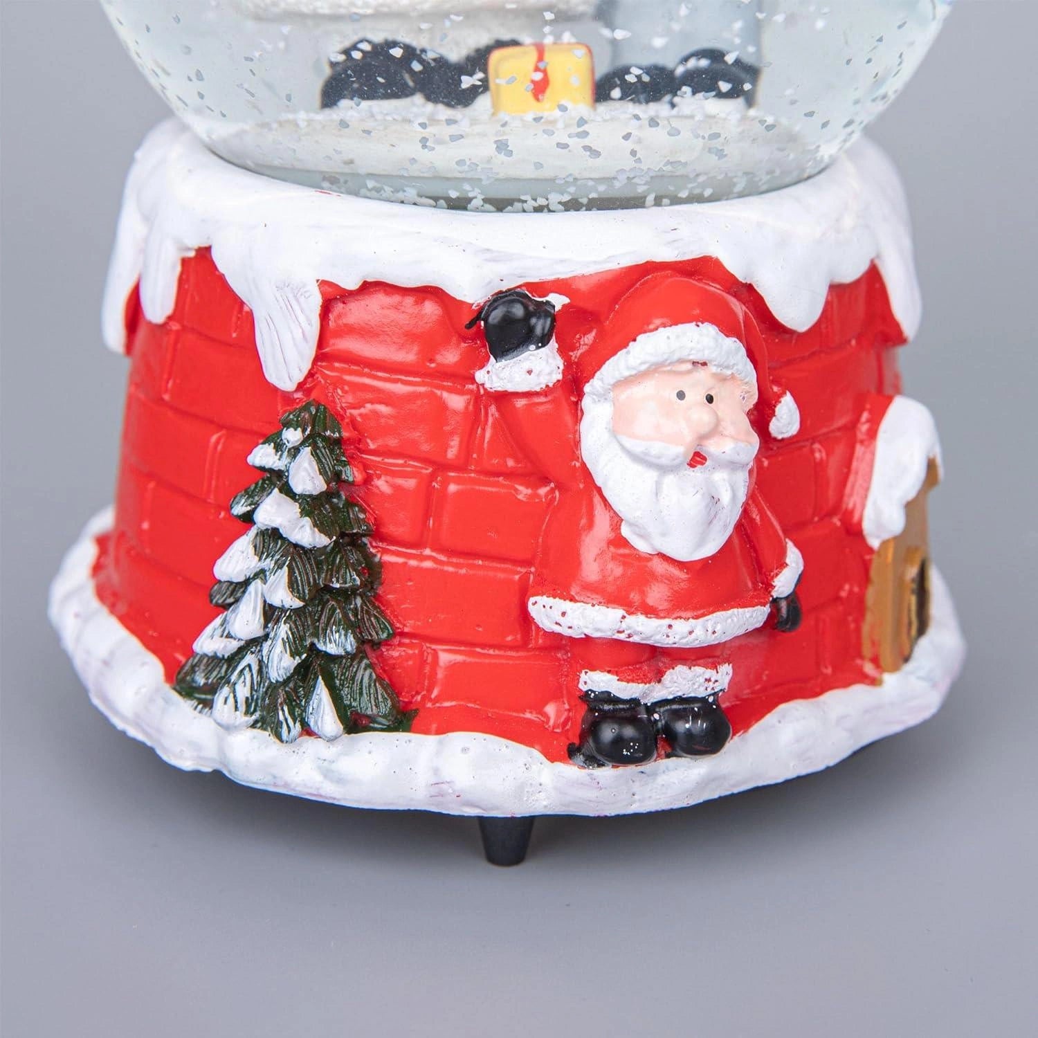 Musical Snow Globe Christmas Santa Red House 15cm Tabletop Xmas Window Decor