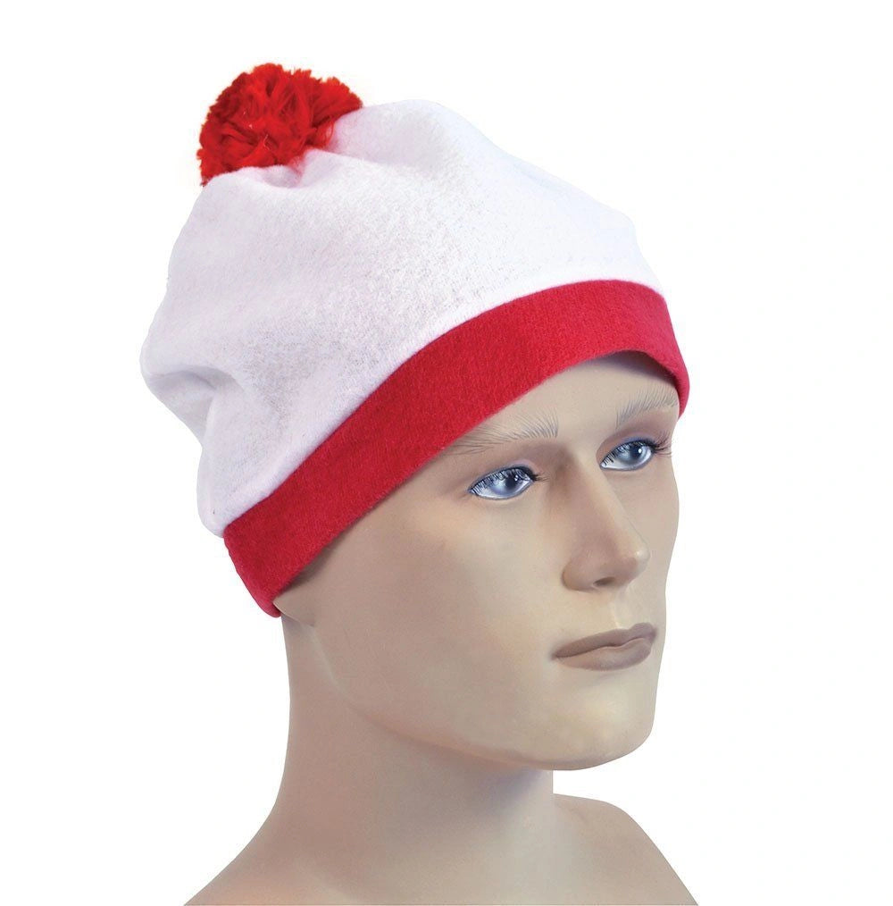 Beechfield Red Pom Pom Hat Bobble Christmas Winter Warm Ski Beanie Cap Unisex